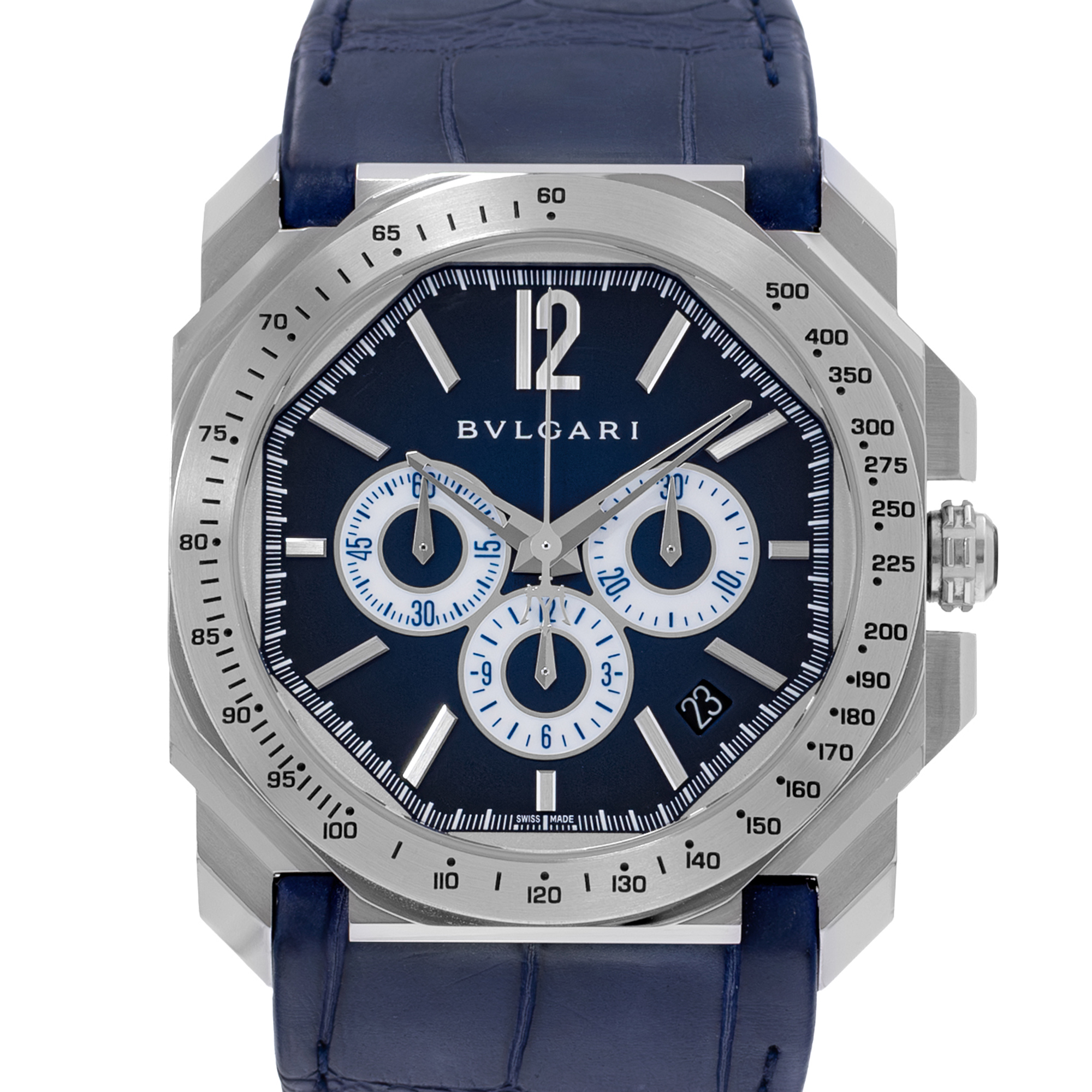 Bulgari Octo Velocissimo BGO41SCH Blue Arabic Steel Chronograph Mens Watch 2015 thumbnail 1