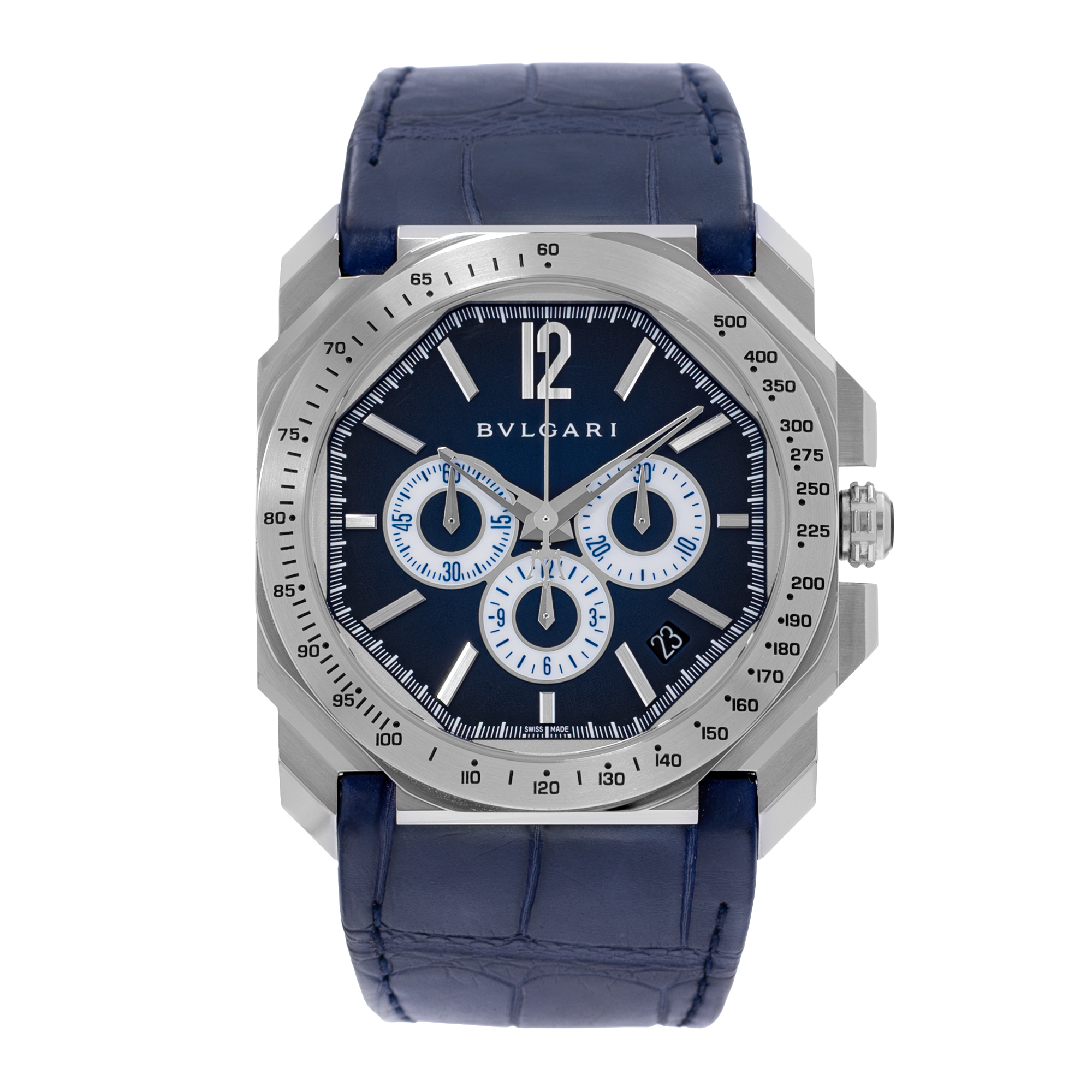 Bulgari Octo Velocissimo BGO41SCH Blue Arabic Steel Chronograph Mens Watch 2015 thumbnail 2