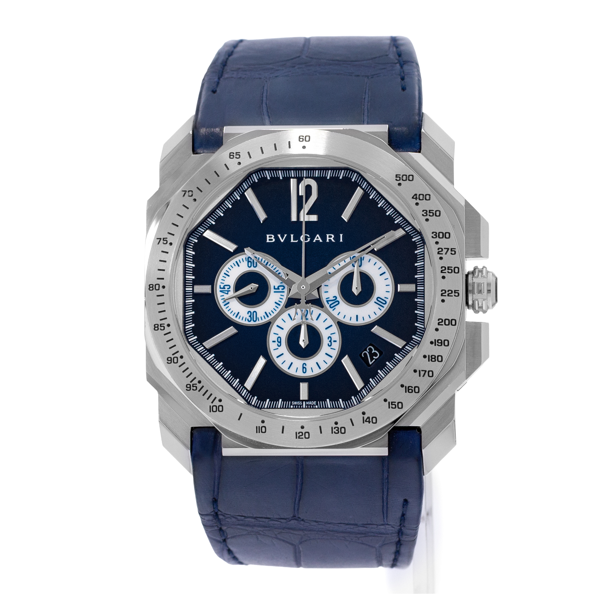 Bulgari Octo Velocissimo BGO41SCH Blue Arabic Steel Chronograph Mens Watch 2015 thumbnail 3