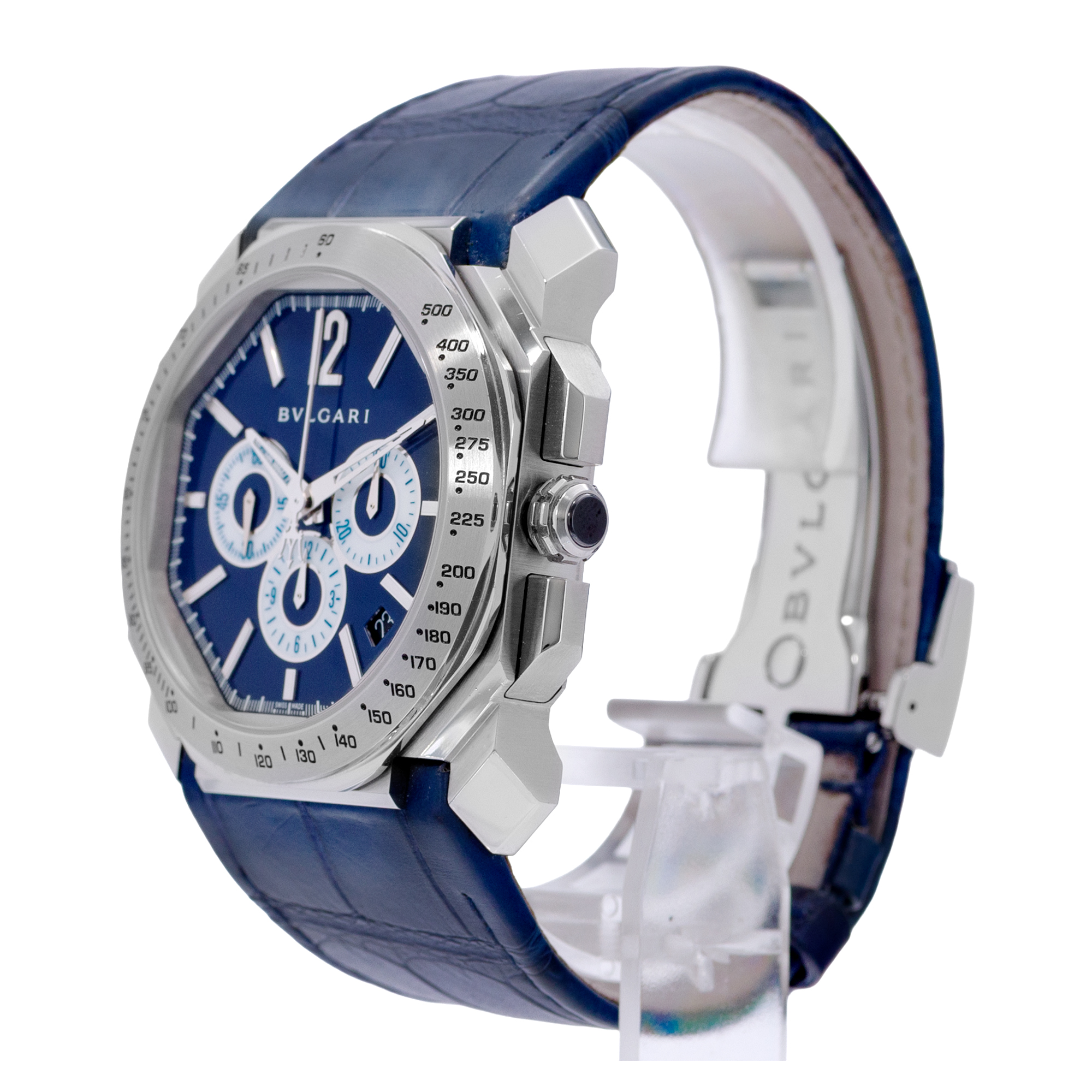 Bulgari Octo Velocissimo BGO41SCH Blue Arabic Steel Chronograph Mens Watch 2015 thumbnail 4