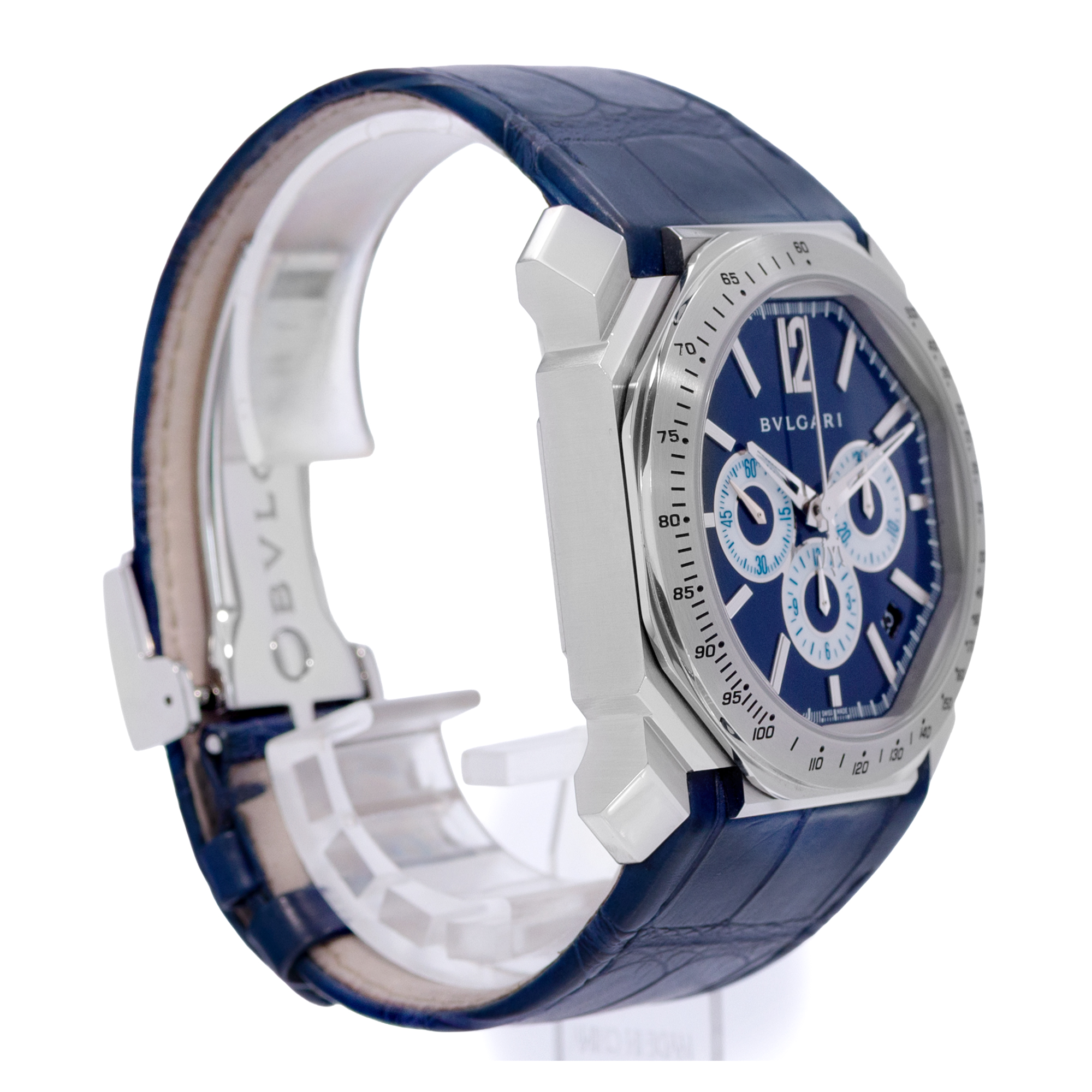 Bulgari Octo Velocissimo BGO41SCH Blue Arabic Steel Chronograph Mens Watch 2015 thumbnail 5