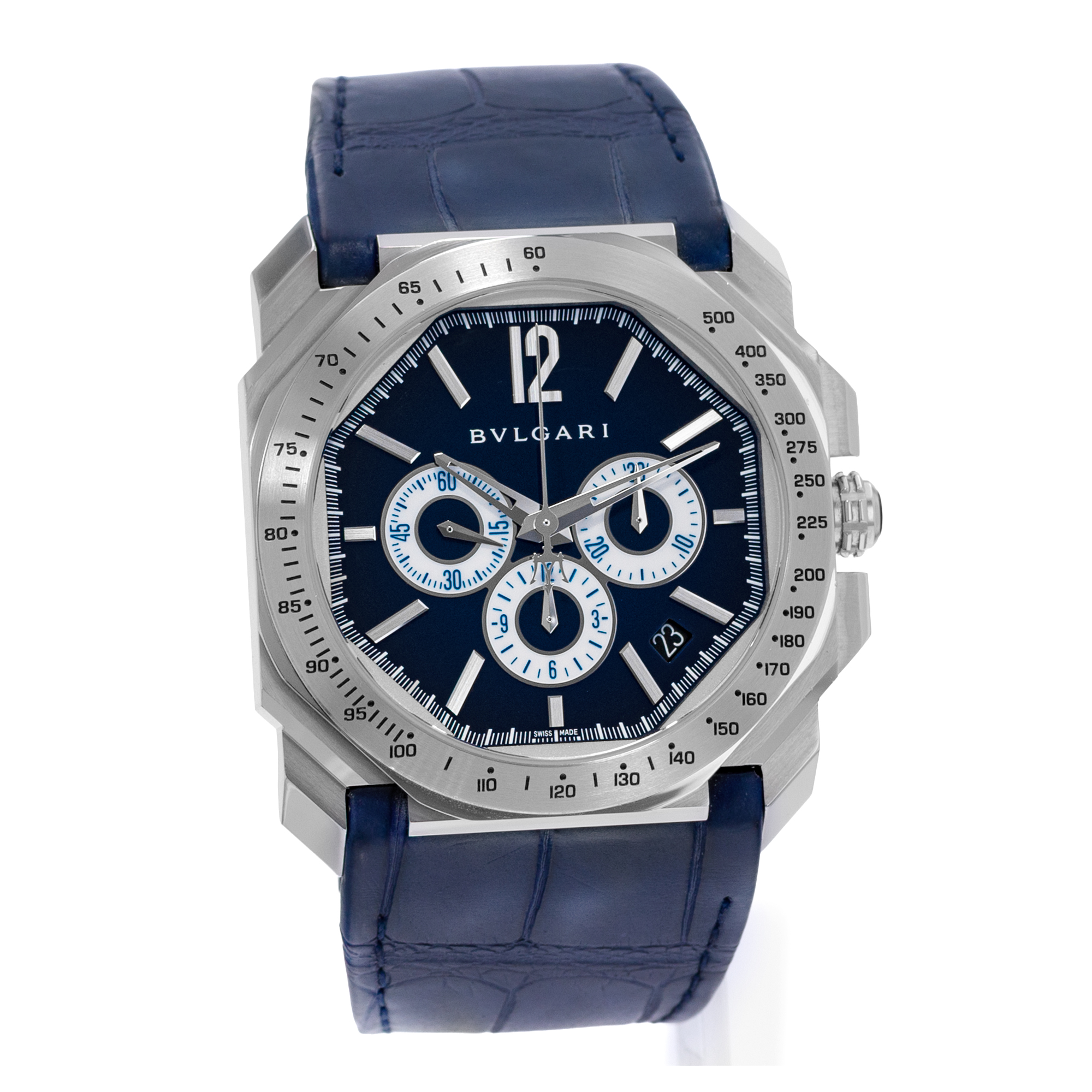 Bulgari Octo Velocissimo BGO41SCH Blue Arabic Steel Chronograph Mens Watch 2015 thumbnail 6