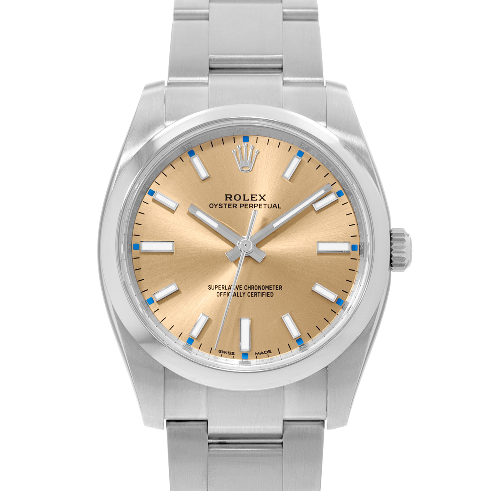 Rolex Oyster Perpetual 34 114200 White Grape Dial Steel Mens Watch Card 2018 thumbnail 1