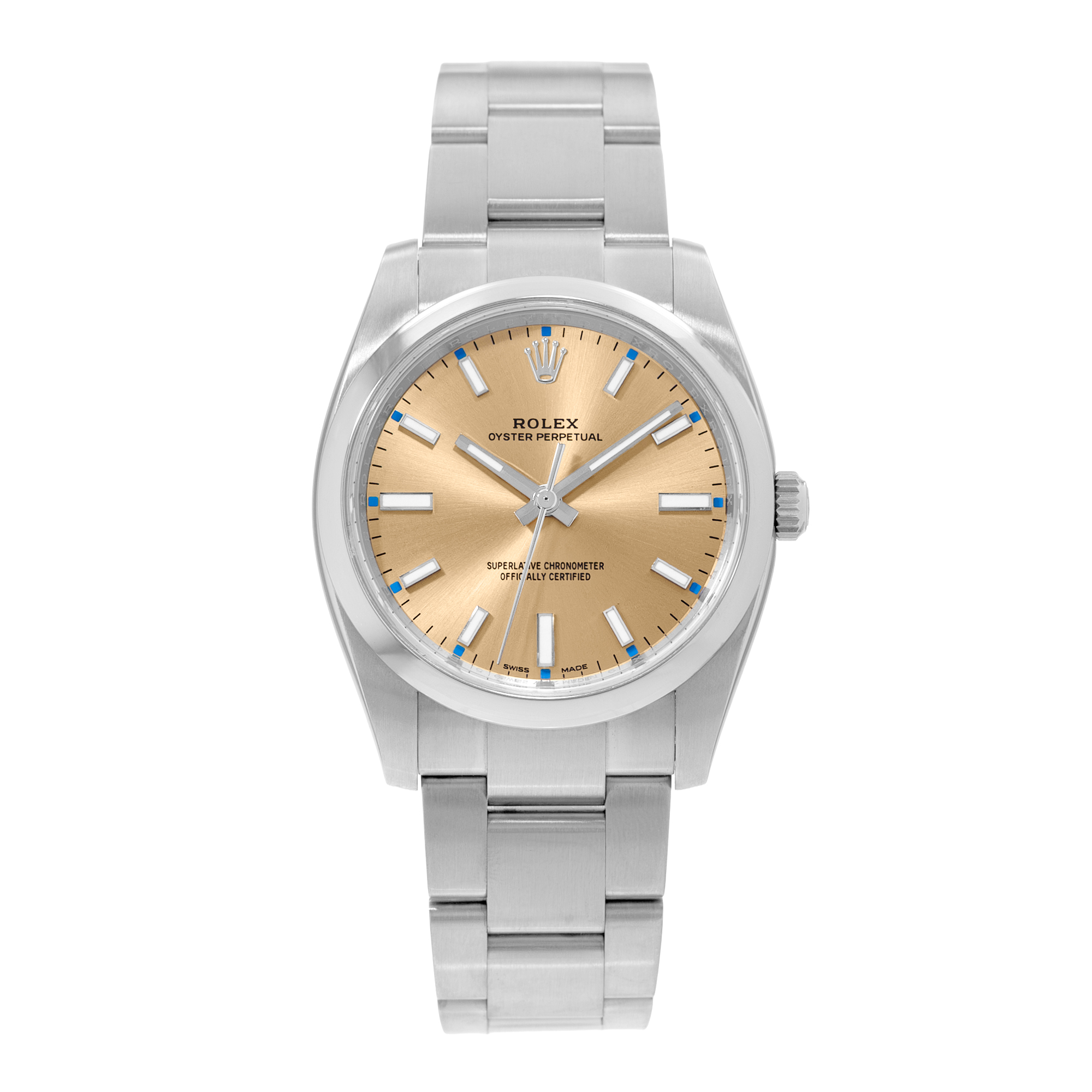 Rolex Oyster Perpetual 34 114200 White Grape Dial Steel Mens Watch Card 2018 thumbnail 2