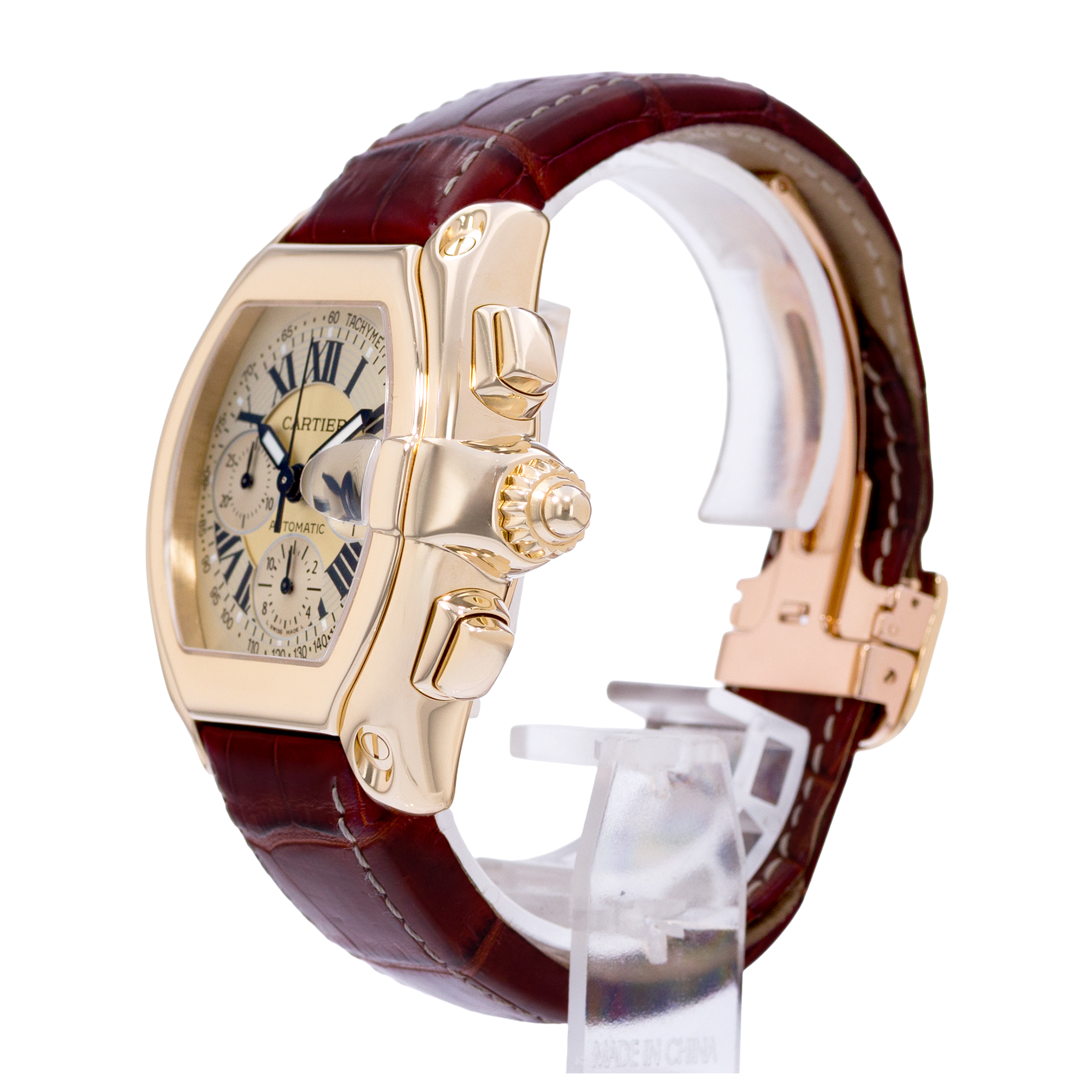 Cartier Roadster W62008Y3 2619 40mm Champagne Roman 18k Yellow Gold Papers 2004 thumbnail 5