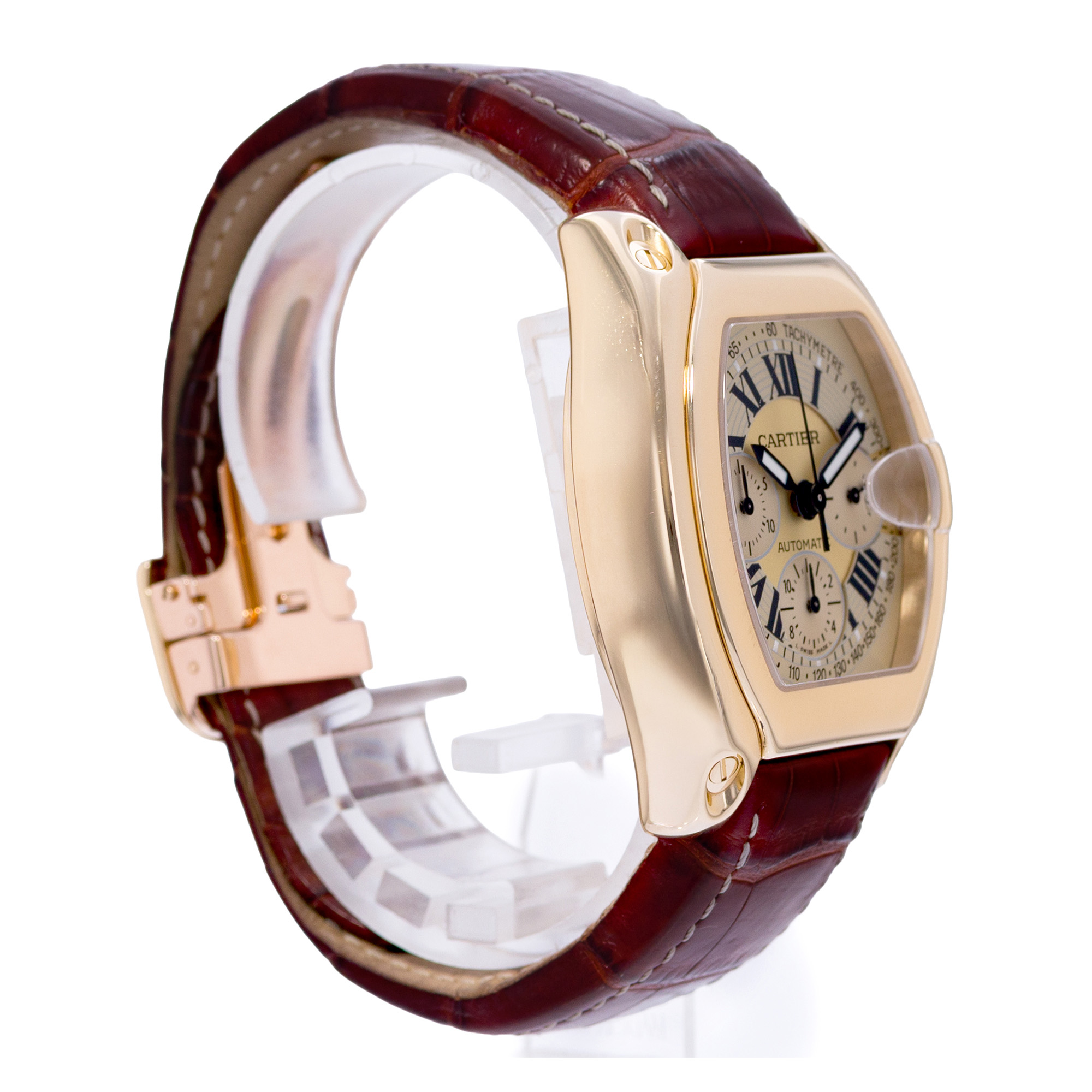 Cartier Roadster W62008Y3 2619 40mm Champagne Roman 18k Yellow Gold Papers 2004 thumbnail 6