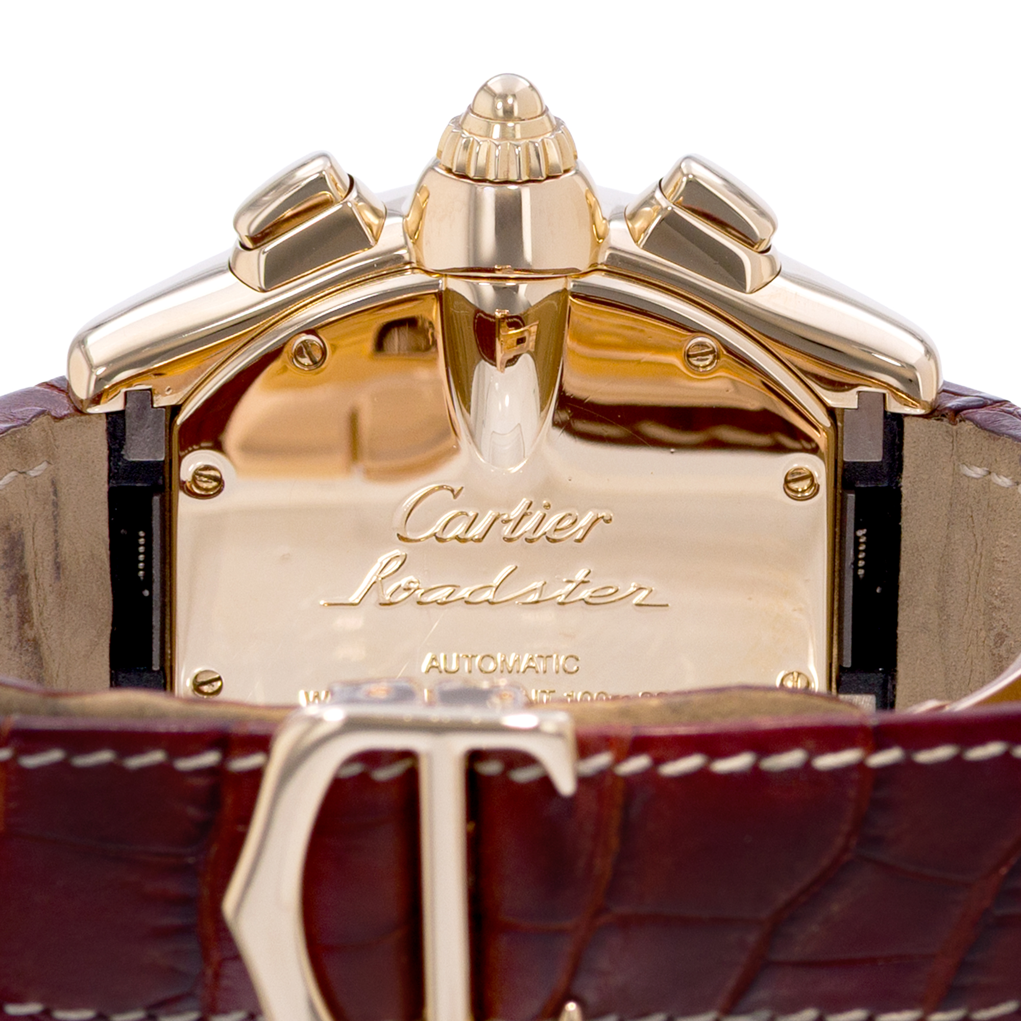 Cartier Roadster W62008Y3 2619 40mm Champagne Roman 18k Yellow Gold Papers 2004 thumbnail 9