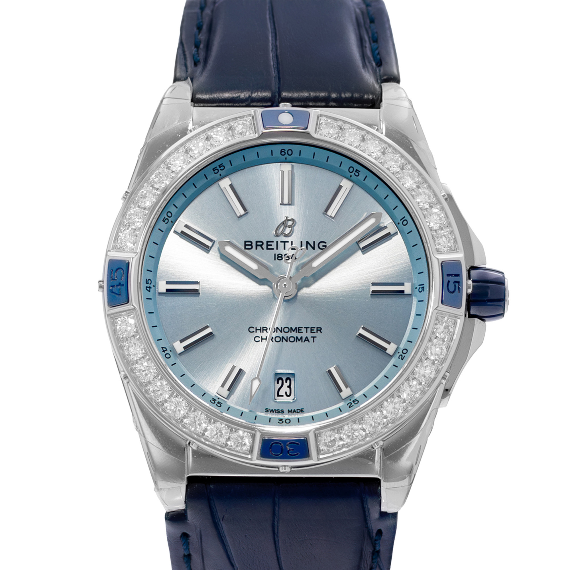 Breitling Chronomat A17356531C1P1 38mm Diamond Ice Blue Steel Stickers 2025 thumbnail 1