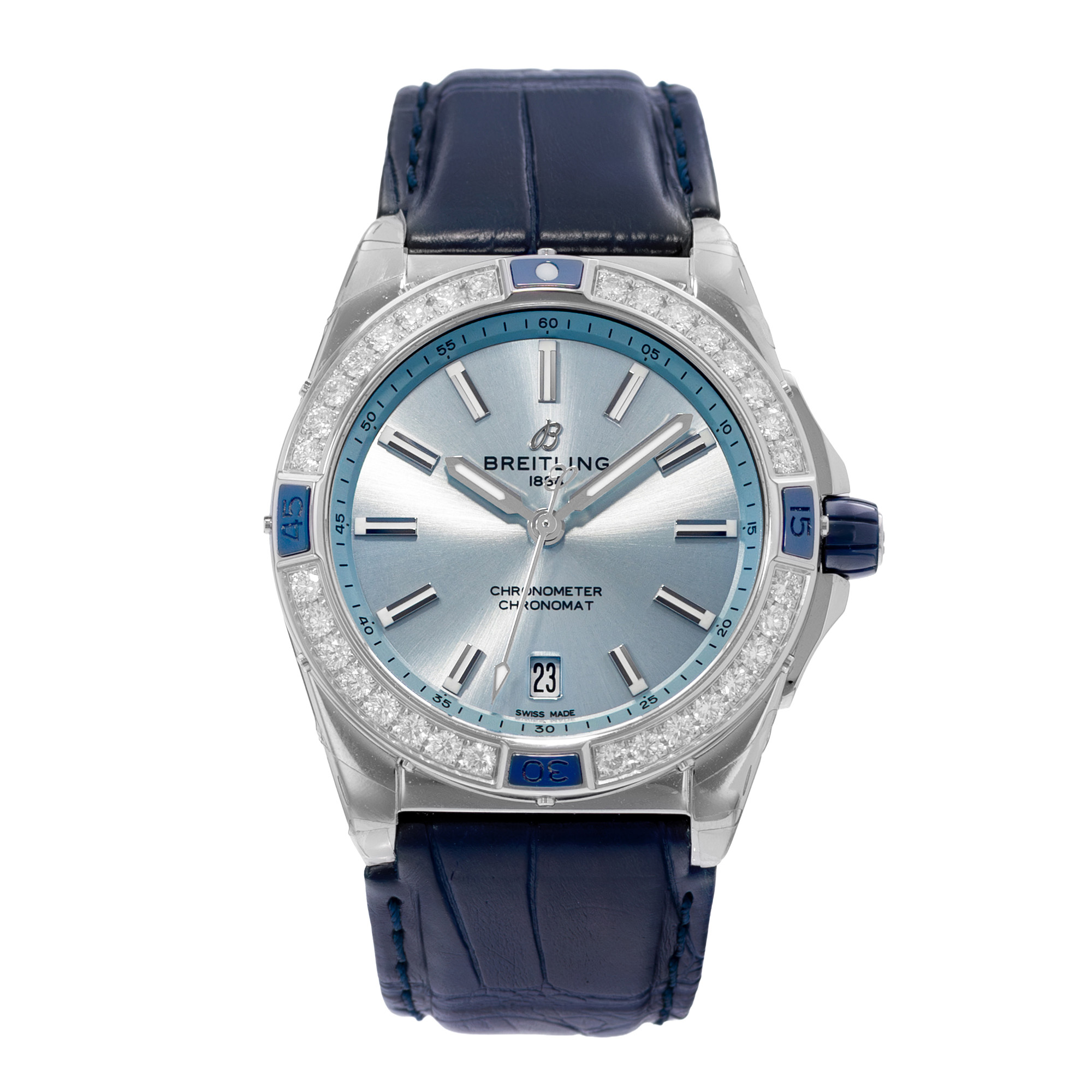 Breitling Chronomat A17356531C1P1 38mm Diamond Ice Blue Steel Stickers 2025 thumbnail 2