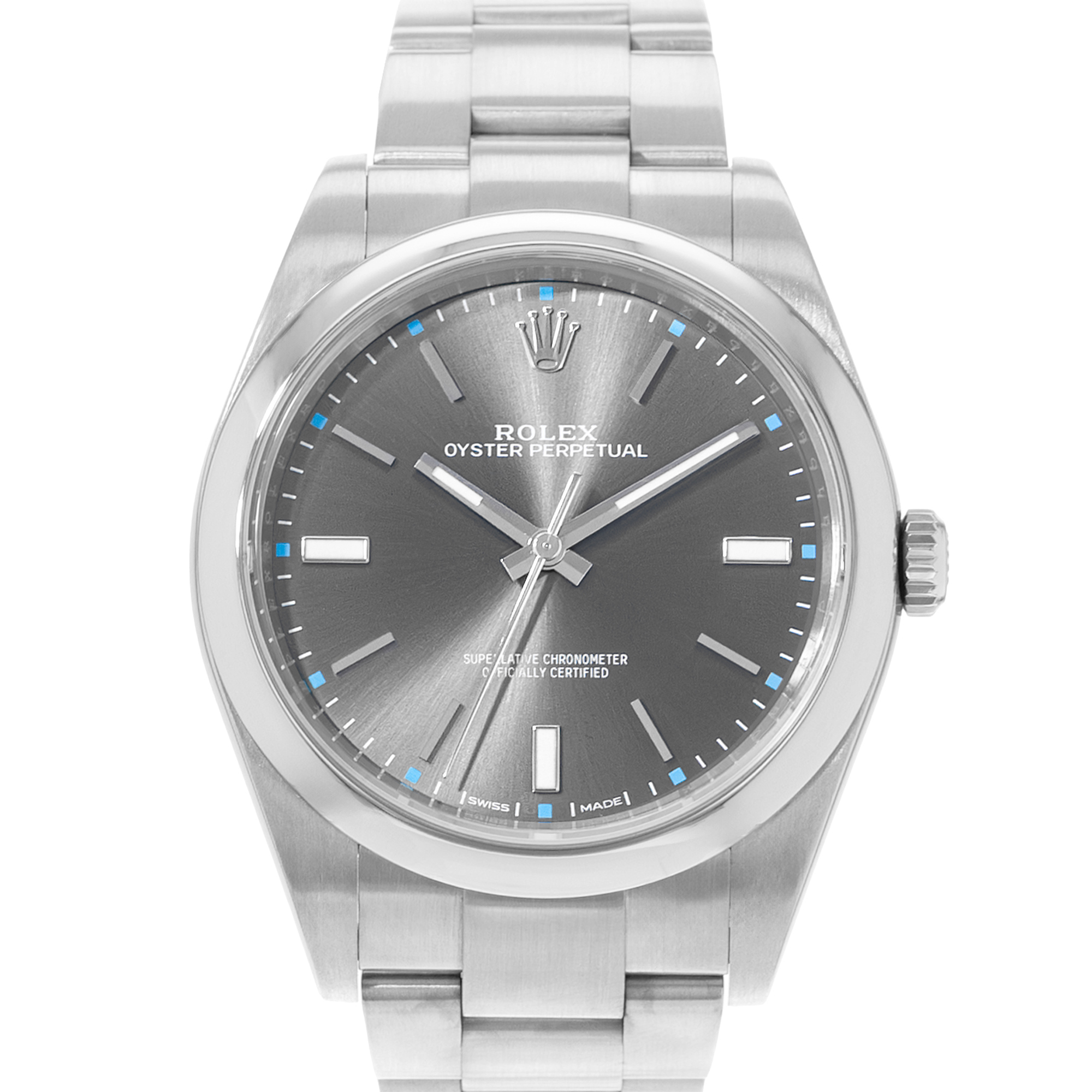 Rolex Oyster Perpetual 39 114300 Rhodium Dial Index Steel Mens Watch Card 2017 thumbnail 1