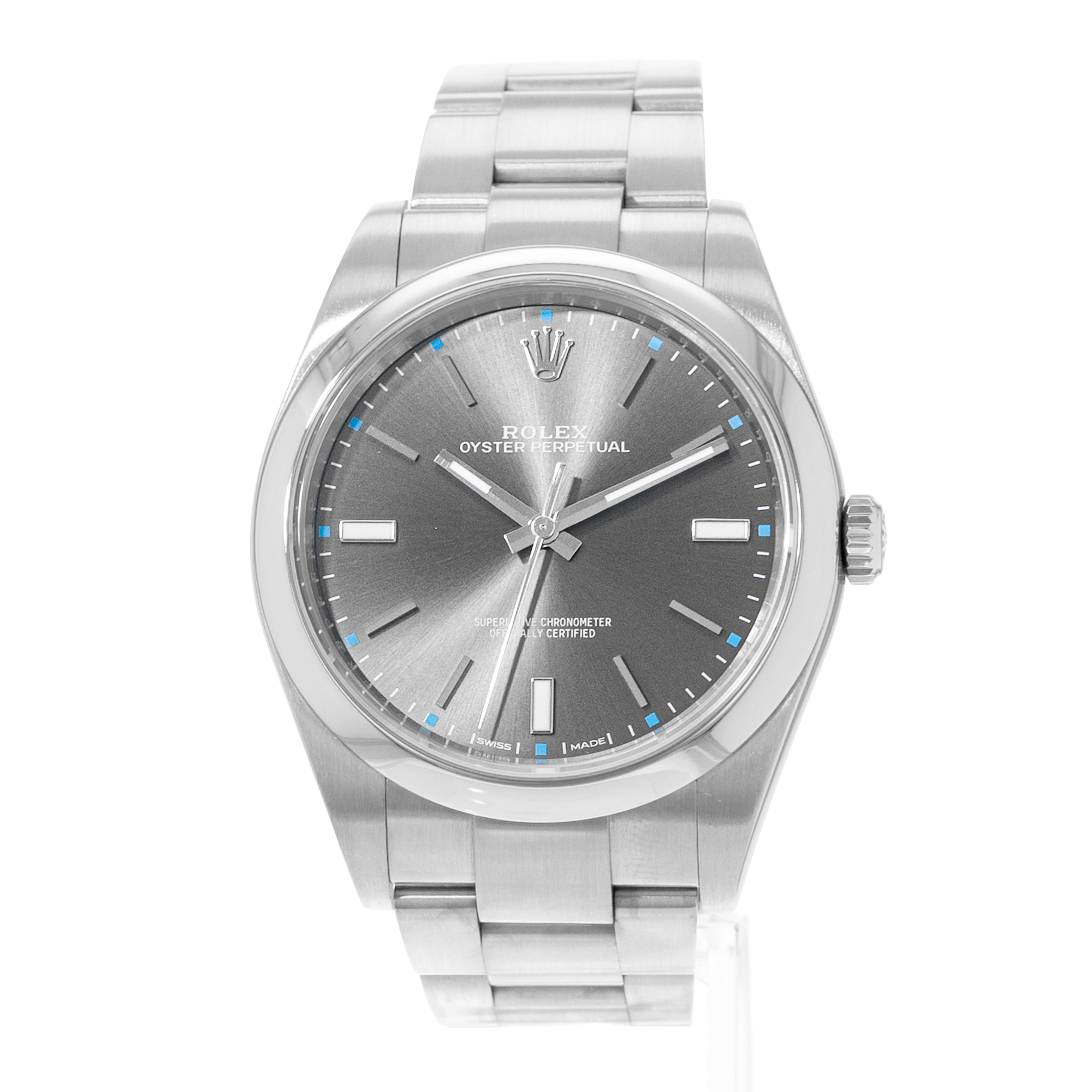 Rolex Oyster Perpetual 39 114300 Rhodium Dial Index Steel Mens Watch Card 2017 thumbnail 4