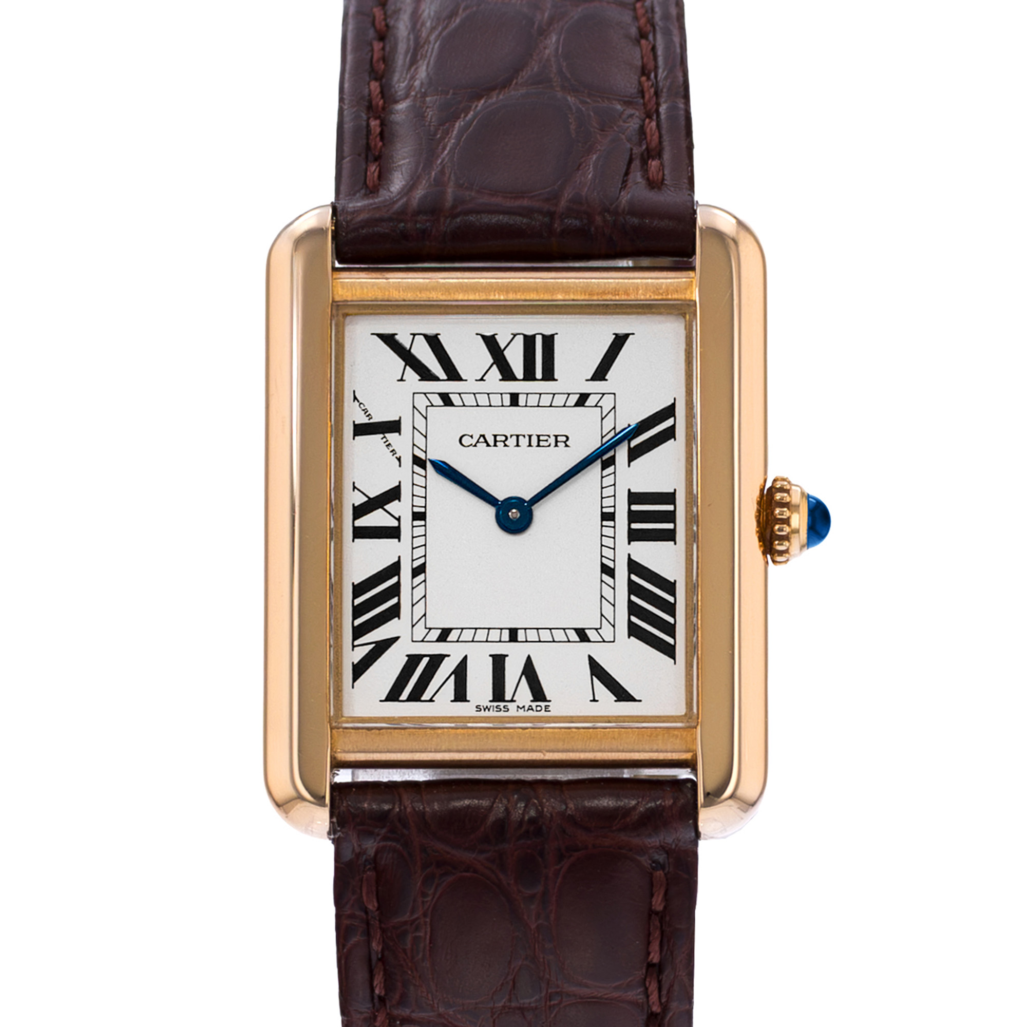 Cartier Tank Solo W1018755 2743 24mm Silver Dial 18k Yellow Gold Ladies Watch thumbnail 1