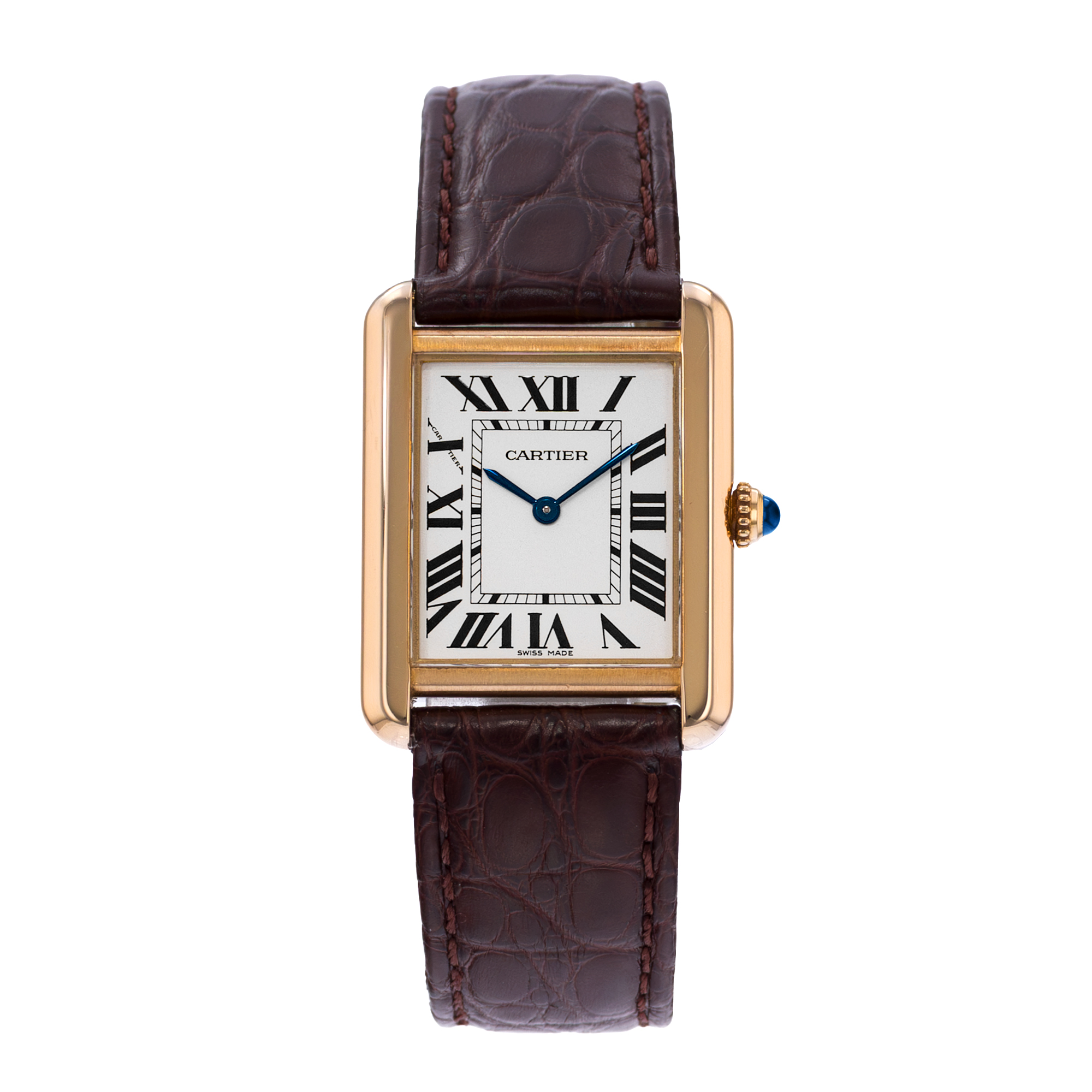 Cartier Tank Solo W1018755 2743 24mm Silver Dial 18k Yellow Gold Ladies Watch thumbnail 2
