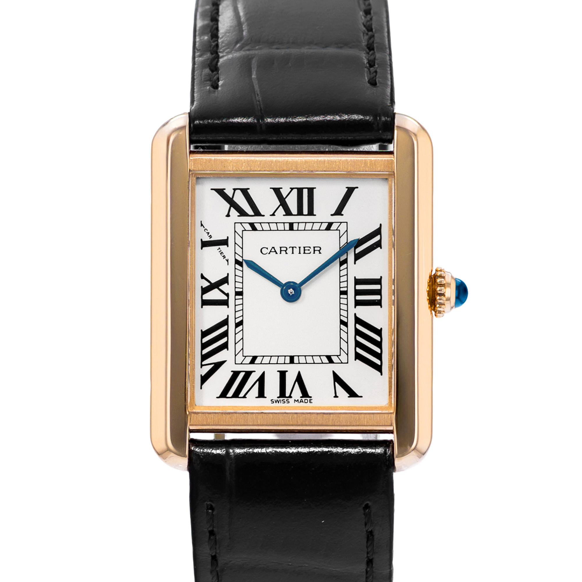 Cartier Tank Solo W1018755 2343 24mm Silver Dial 18k Yellow Gold Ladies Watch thumbnail 1