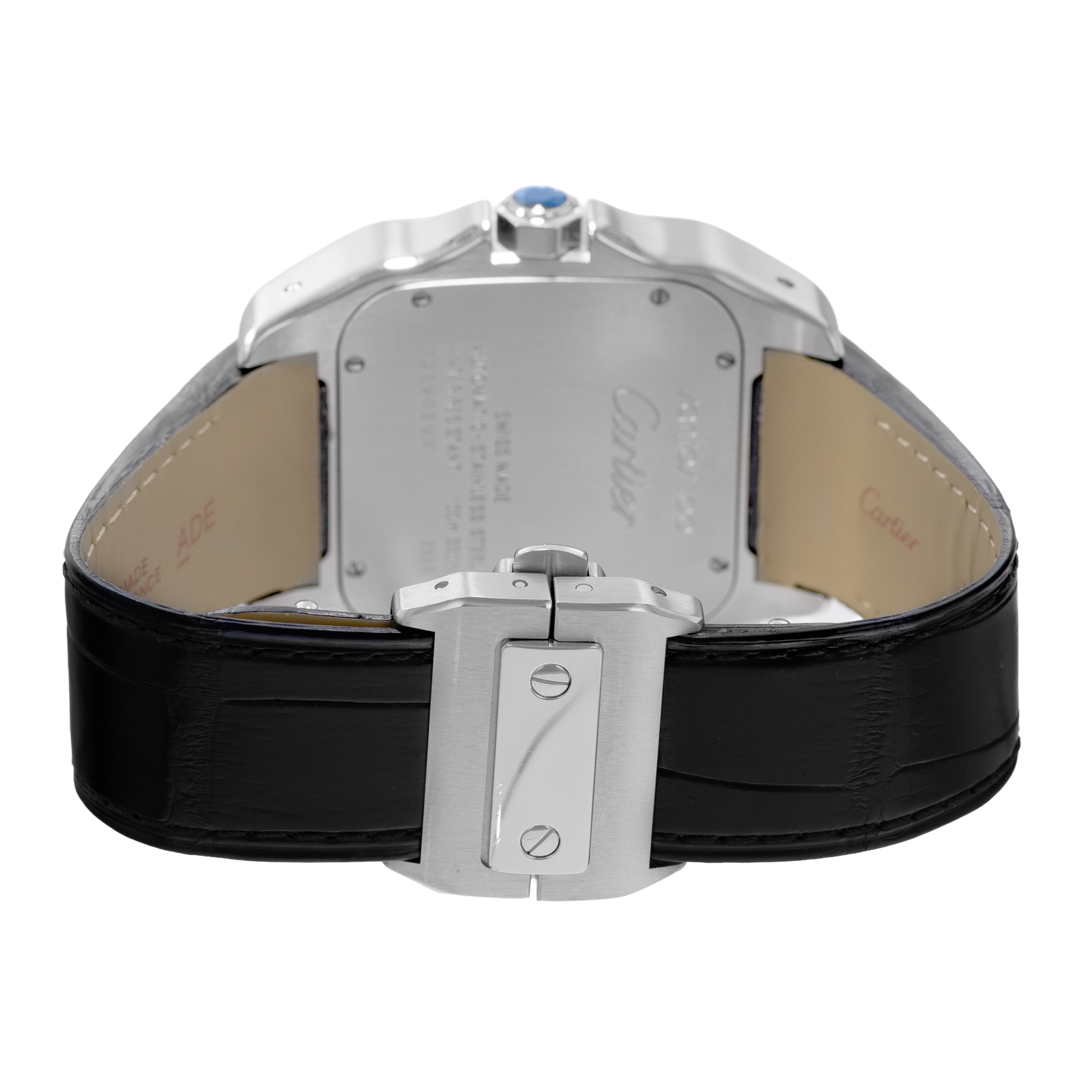 Cartier Santos 100 W20073X8 2656 38mm XL Silver Dial Steel Leather Mens Watch thumbnail 7