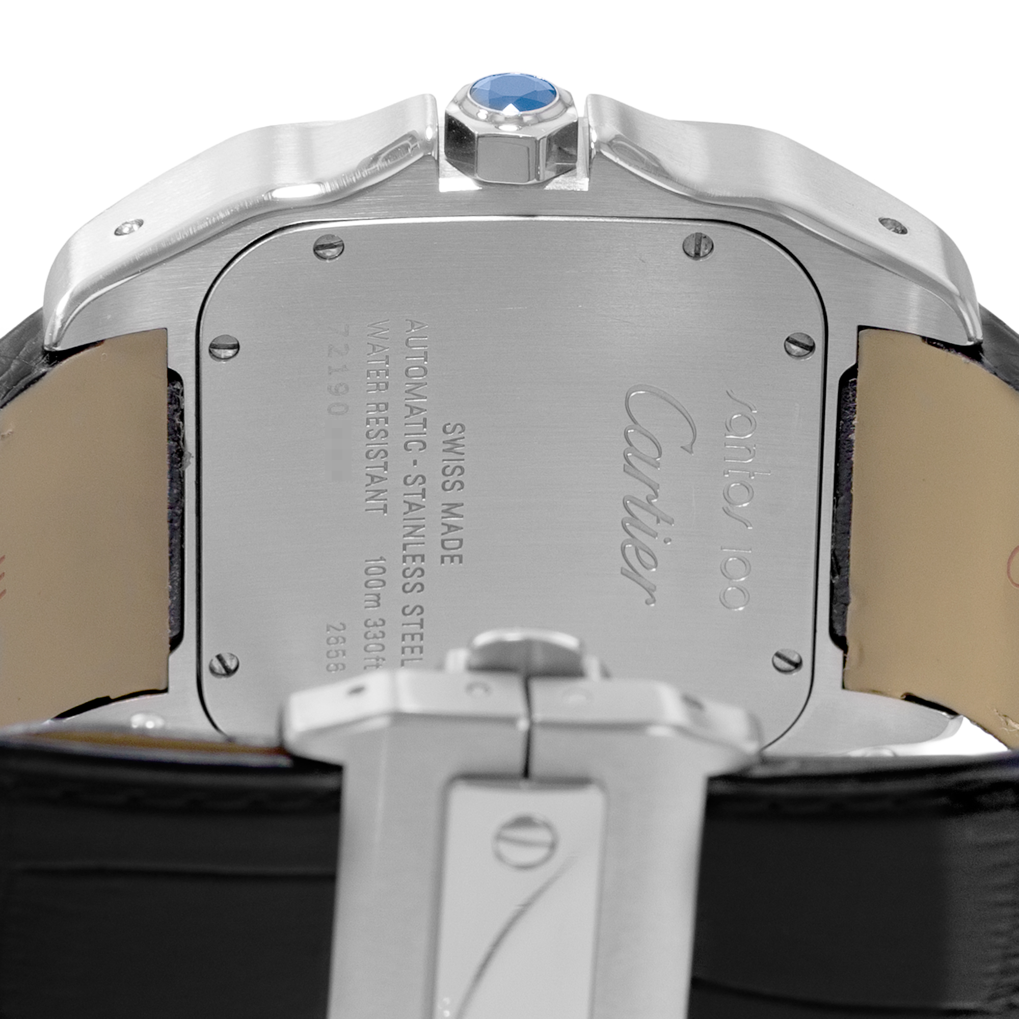 Cartier Santos 100 W20073X8 2656 38mm XL Silver Dial Steel Leather Mens Watch thumbnail 8