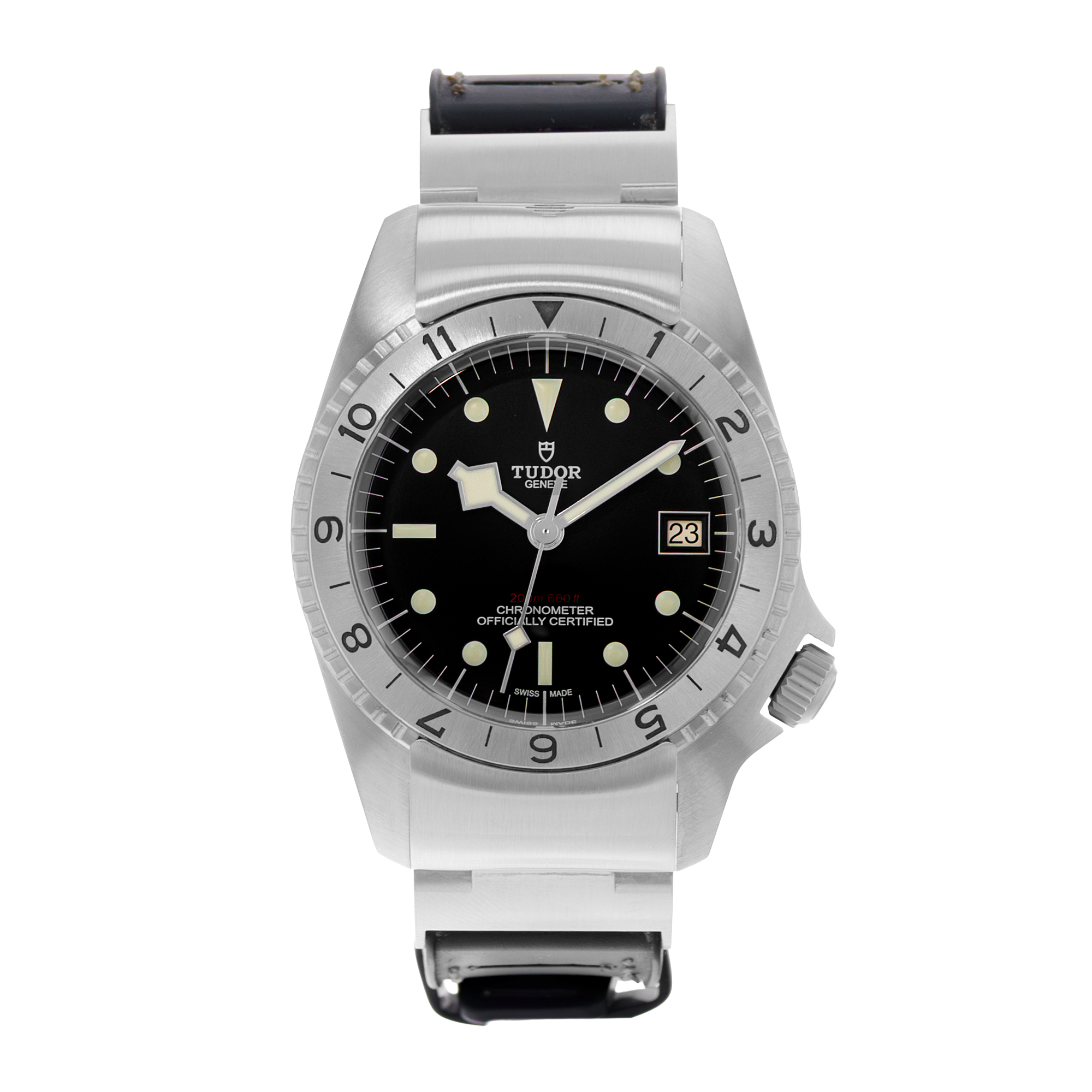 Tudor Black Bay 70150 P01 42mm Black Dial Steel Leather Mens Watch Card 2020 thumbnail 2