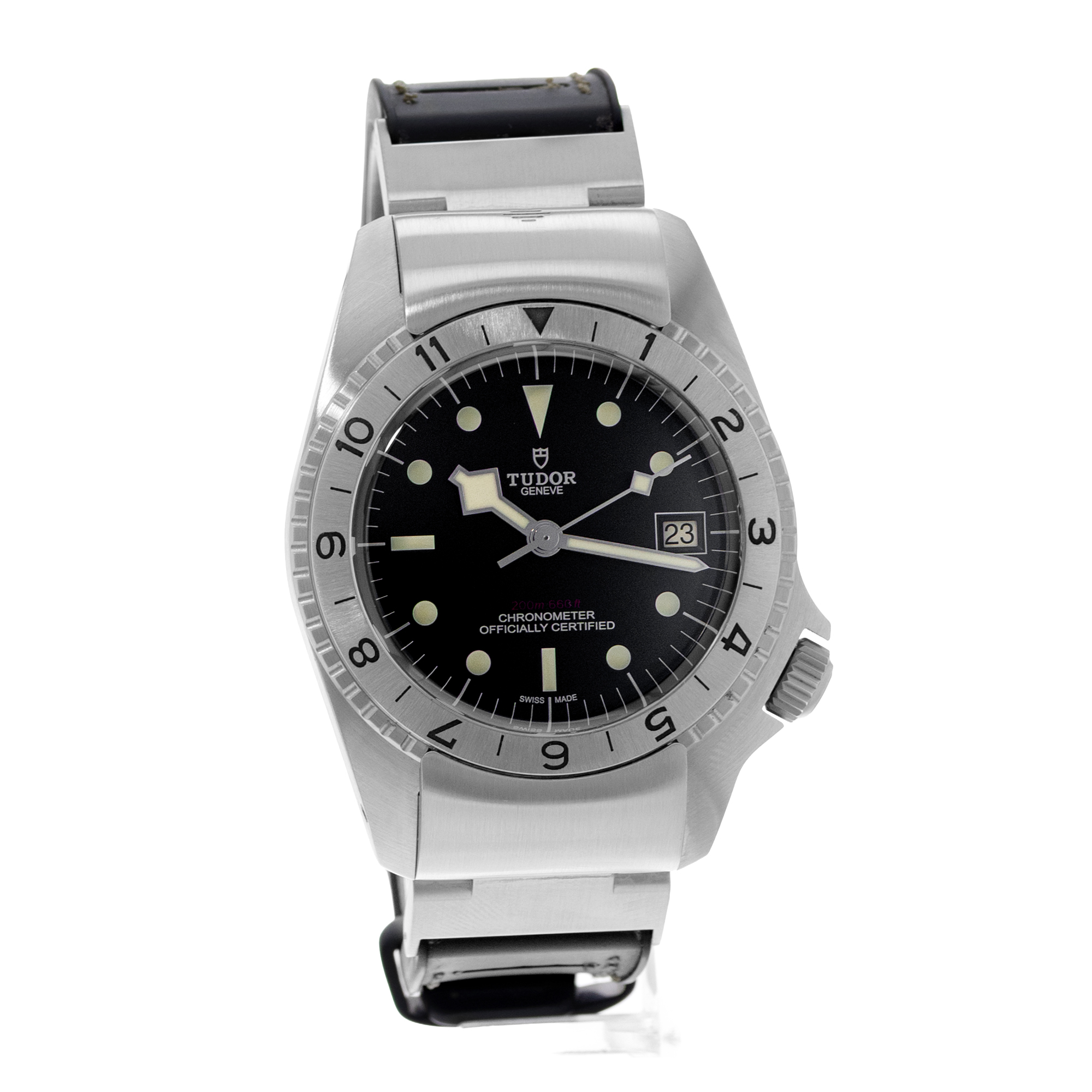 Tudor Black Bay 70150 P01 42mm Black Dial Steel Leather Mens Watch Card 2020 thumbnail 7
