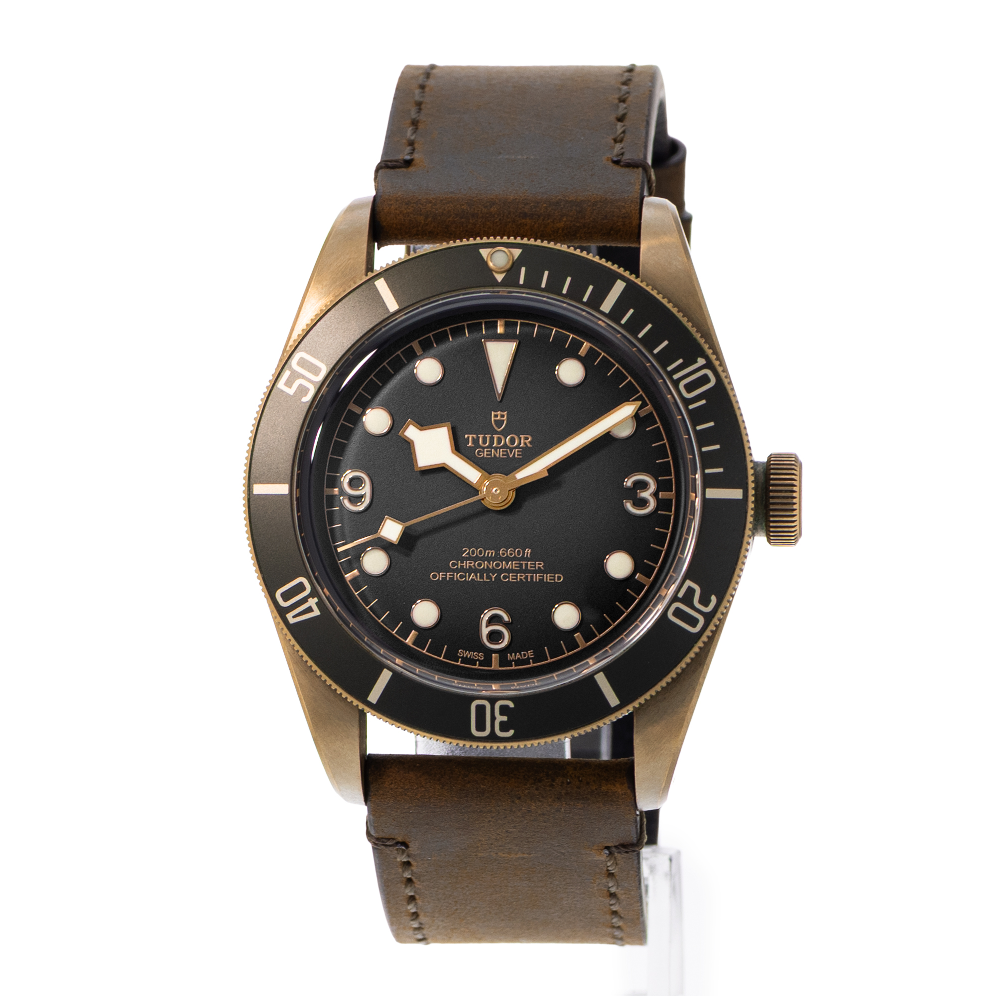Tudor Black Bay Bronze 79250BA 43mm Slate Grey Dial Leather Mens Watch Card 2020 thumbnail 4