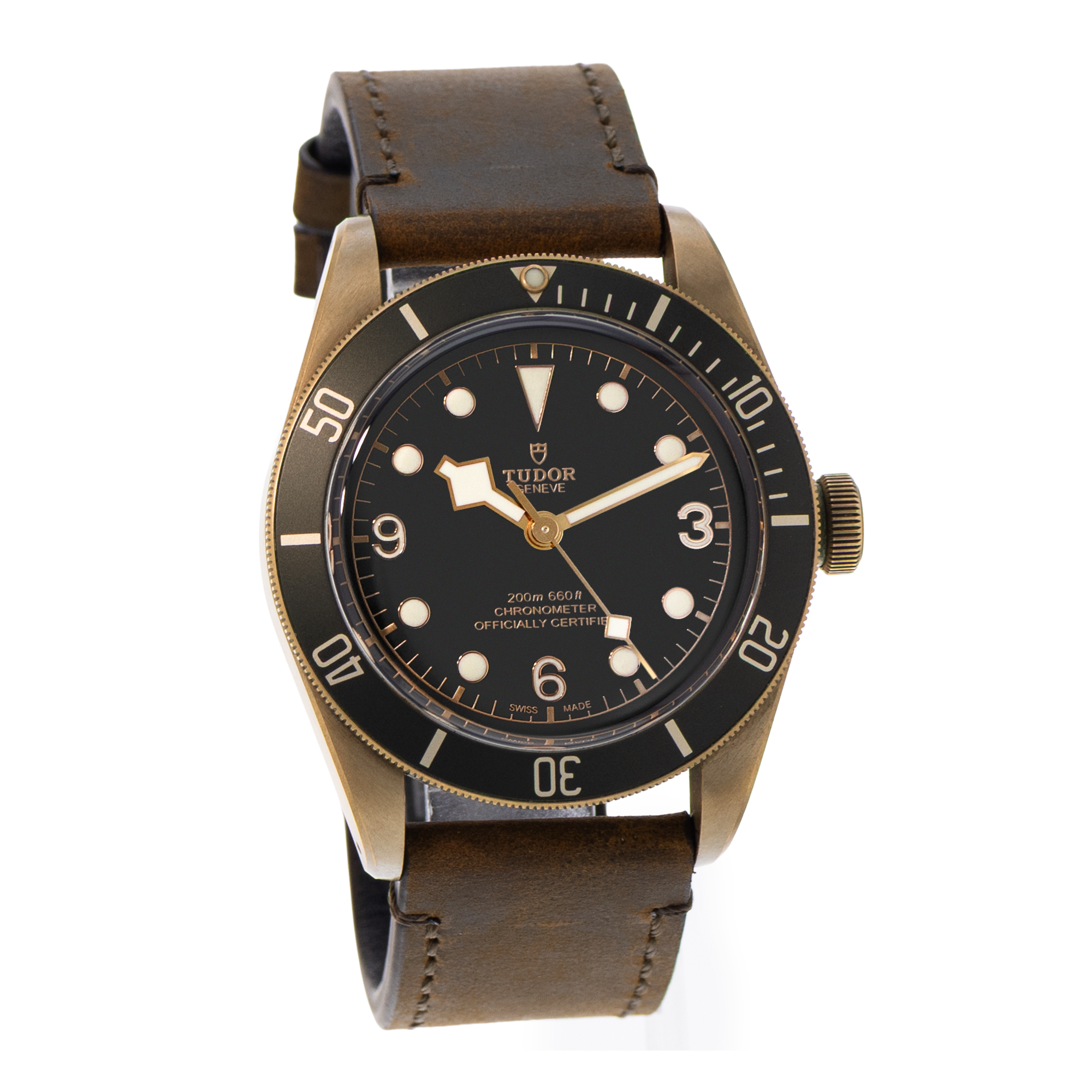 Tudor Black Bay Bronze 79250BA 43mm Slate Grey Dial Leather Mens Watch Card 2020 thumbnail 7