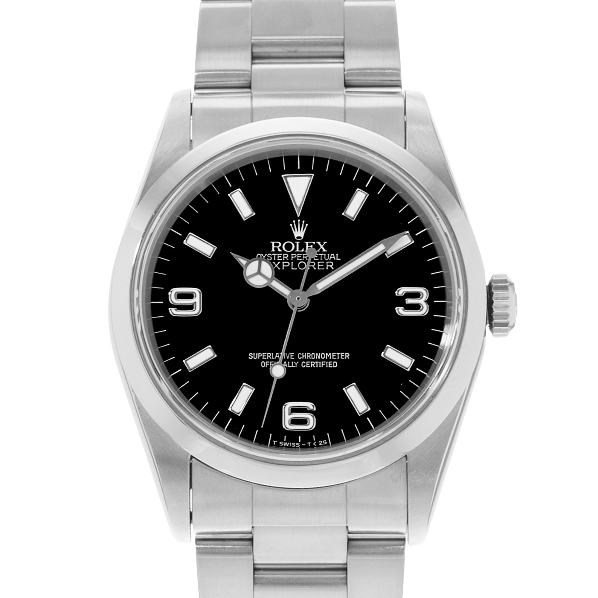 Rolex Explorer 36 14270 Black Arabic Dial Smooth Steel Oyster Mens Watch 1996 thumbnail 1