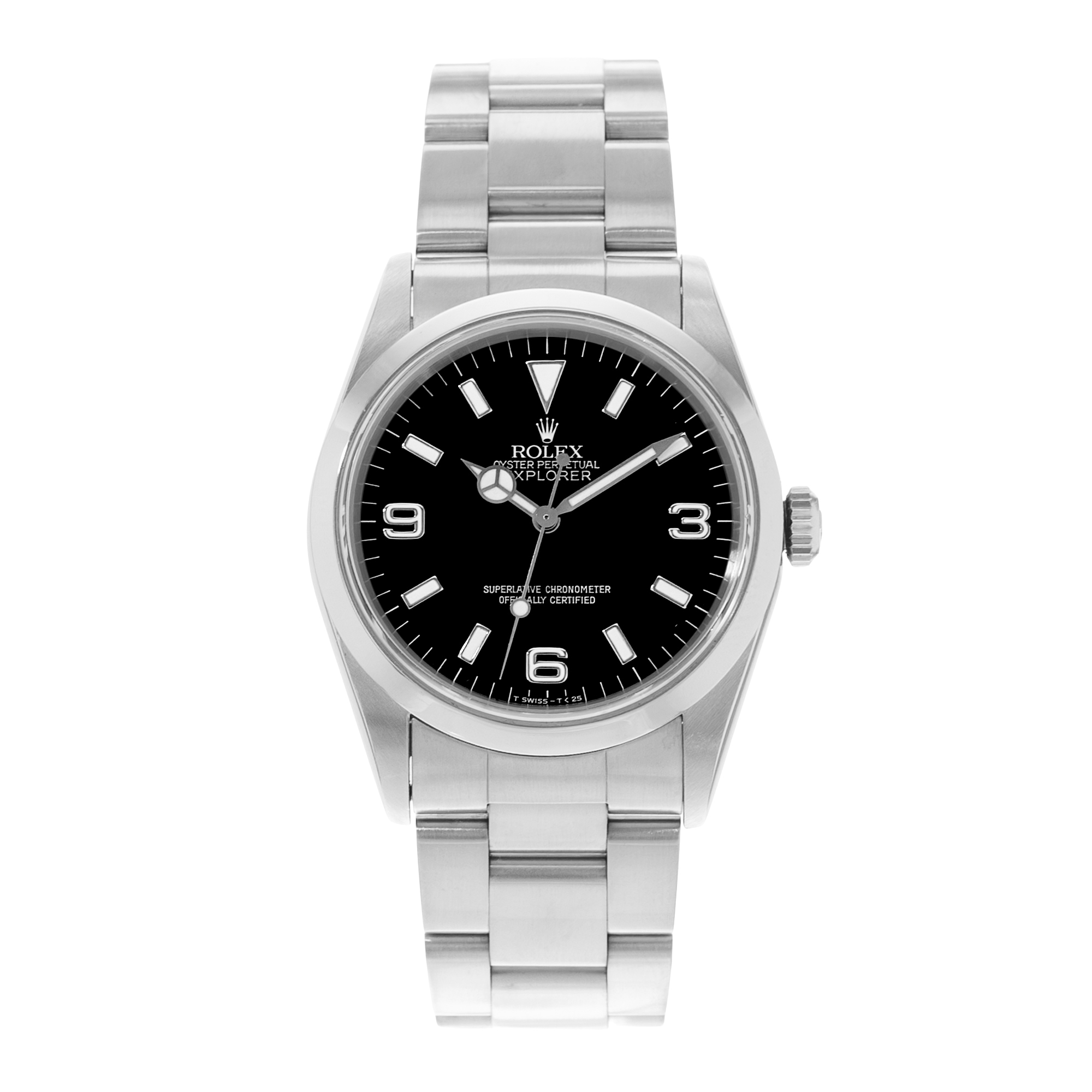 Rolex Explorer 36 14270 Black Arabic Dial Smooth Steel Oyster Mens Watch 1996 thumbnail 2