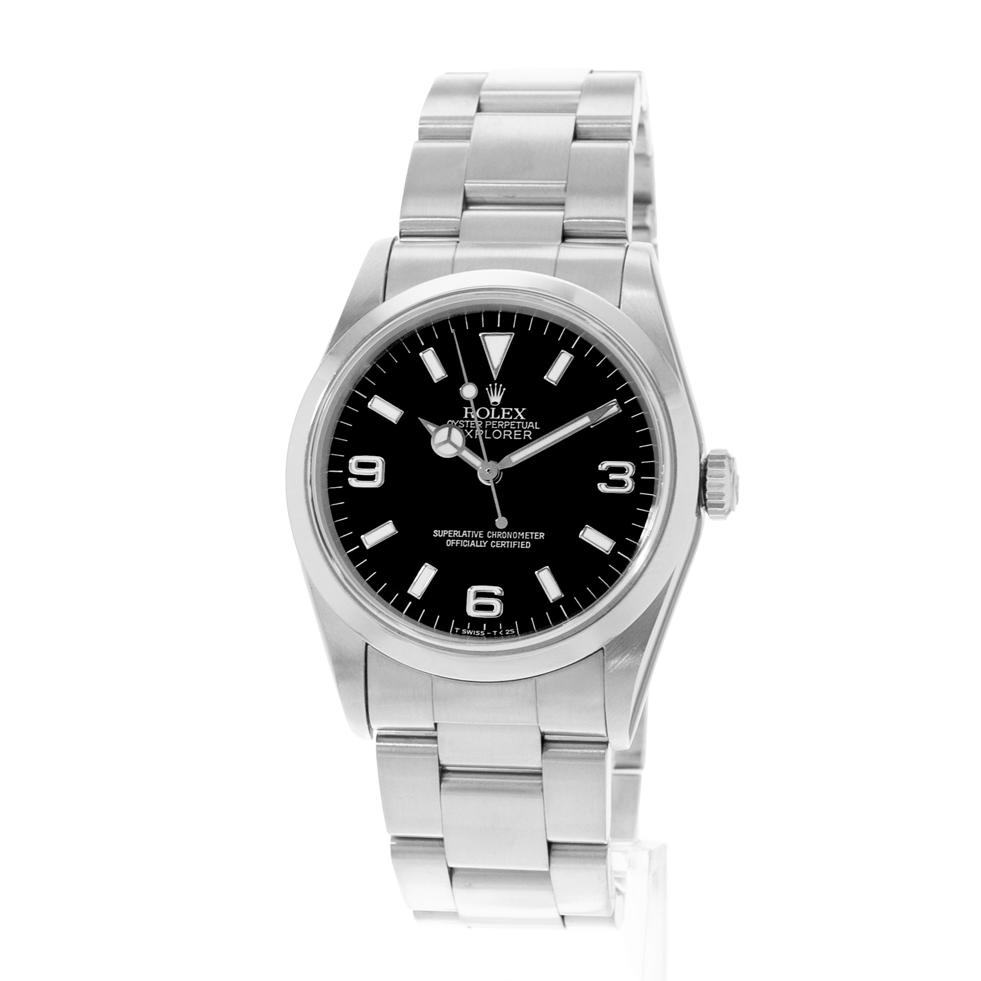 Rolex Explorer 36 14270 Black Arabic Dial Smooth Steel Oyster Mens Watch 1996 thumbnail 3