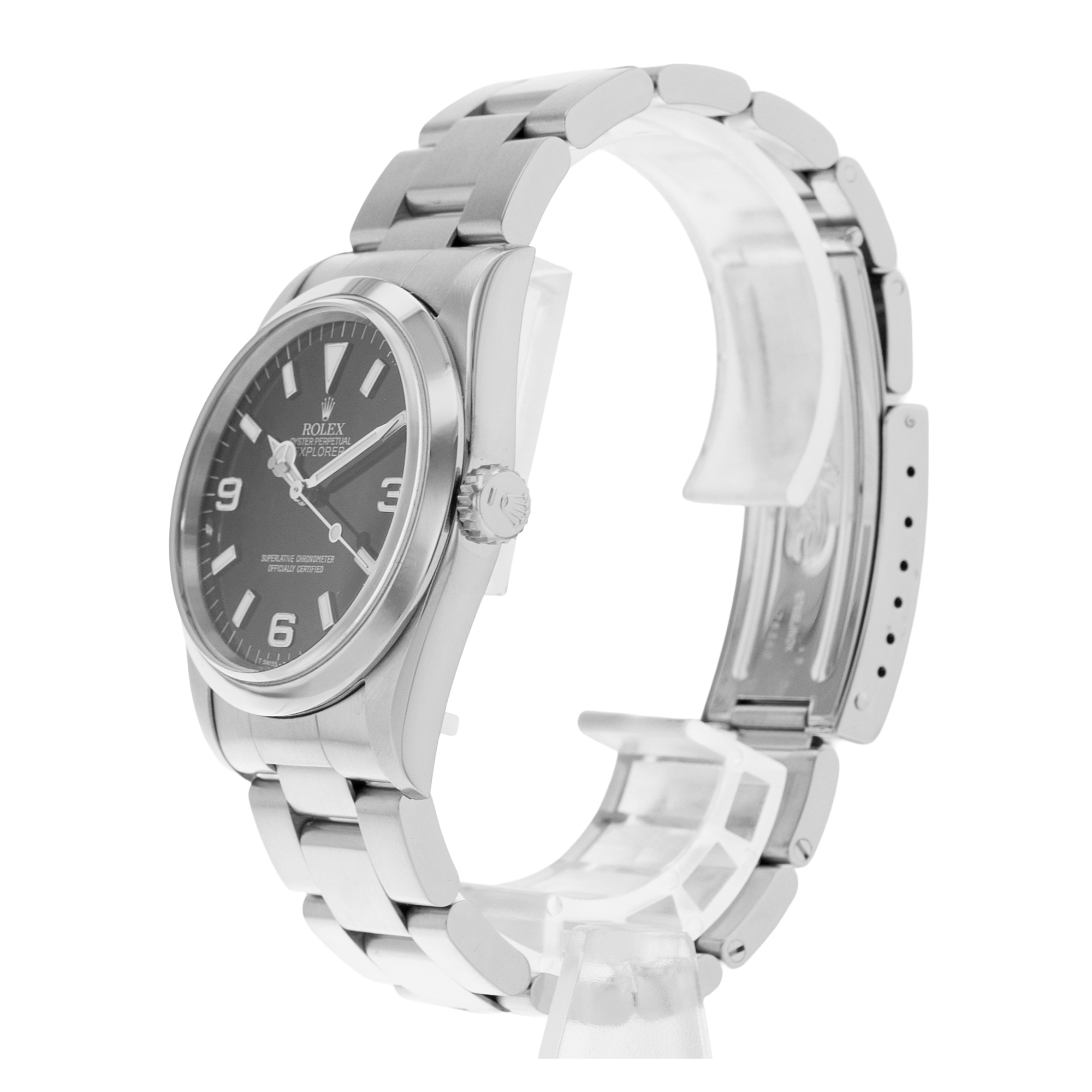 Rolex Explorer 36 14270 Black Arabic Dial Smooth Steel Oyster Mens Watch 1996 thumbnail 4