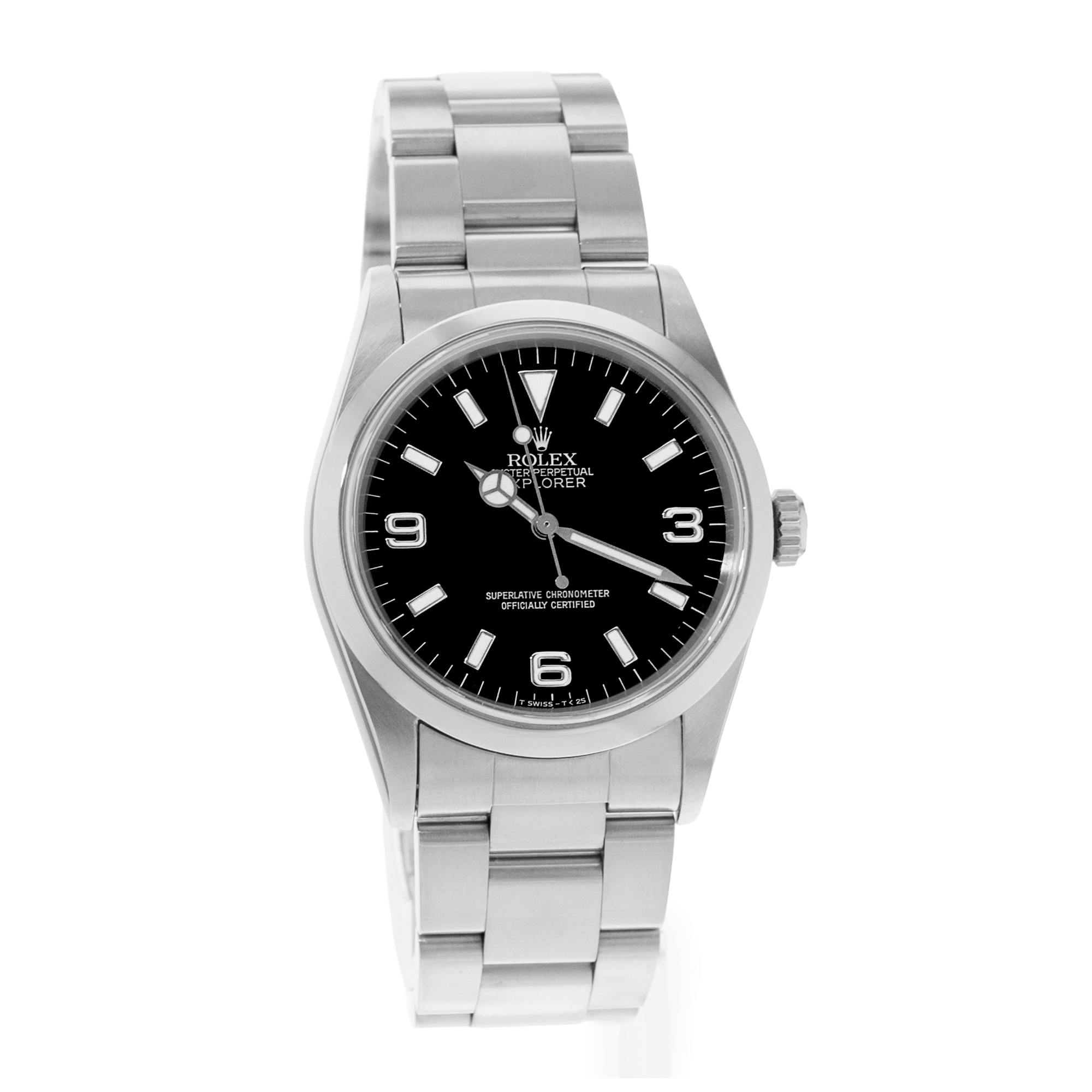 Rolex Explorer 36 14270 Black Arabic Dial Smooth Steel Oyster Mens Watch 1996 thumbnail 6