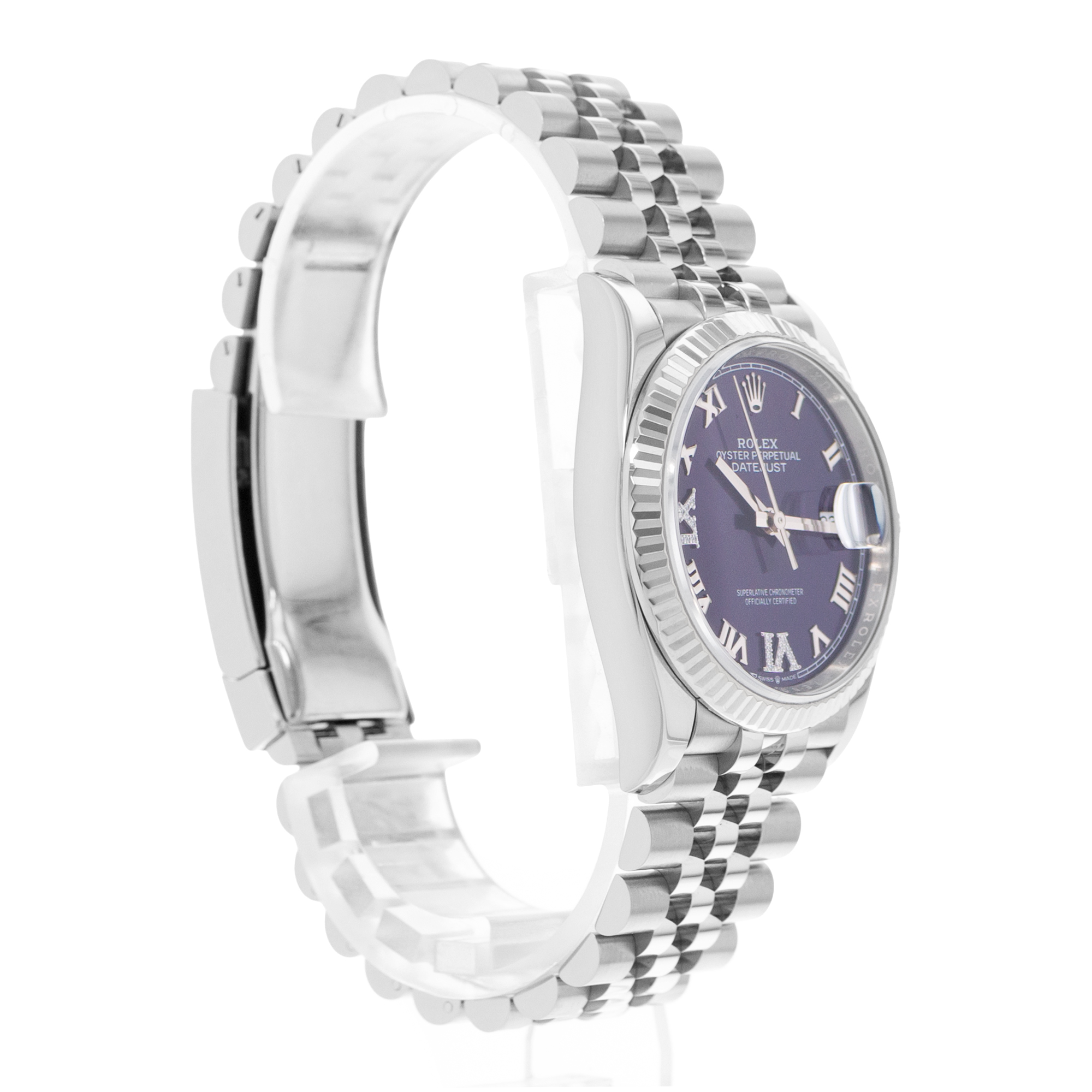 Rolex Datejust 36 126234 Purple Diamond Roman Steel Gold Mens Watch Card 2023 thumbnail 6