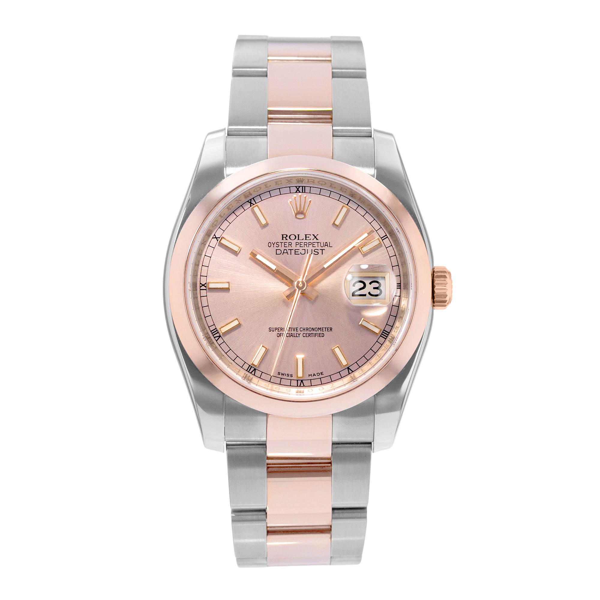 Rolex Datejust 36 116201 Pink Index Dial Steel 18k Rose Gold Mens Watch 2006 thumbnail 2