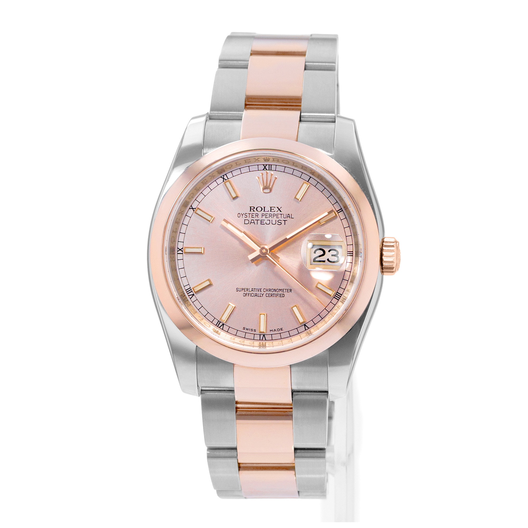 Rolex Datejust 36 116201 Pink Index Dial Steel 18k Rose Gold Mens Watch 2006 thumbnail 3