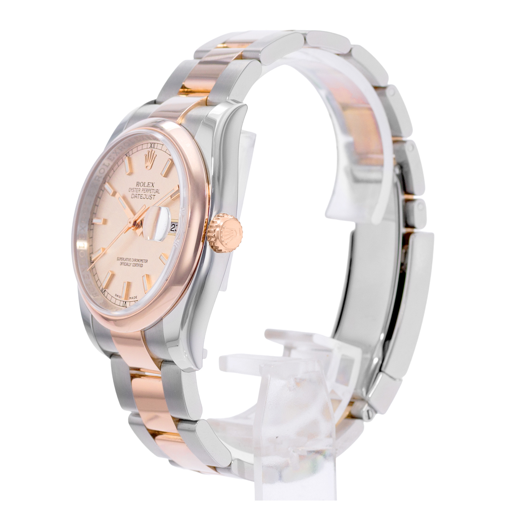 Rolex Datejust 36 116201 Pink Index Dial Steel 18k Rose Gold Mens Watch 2006 thumbnail 4