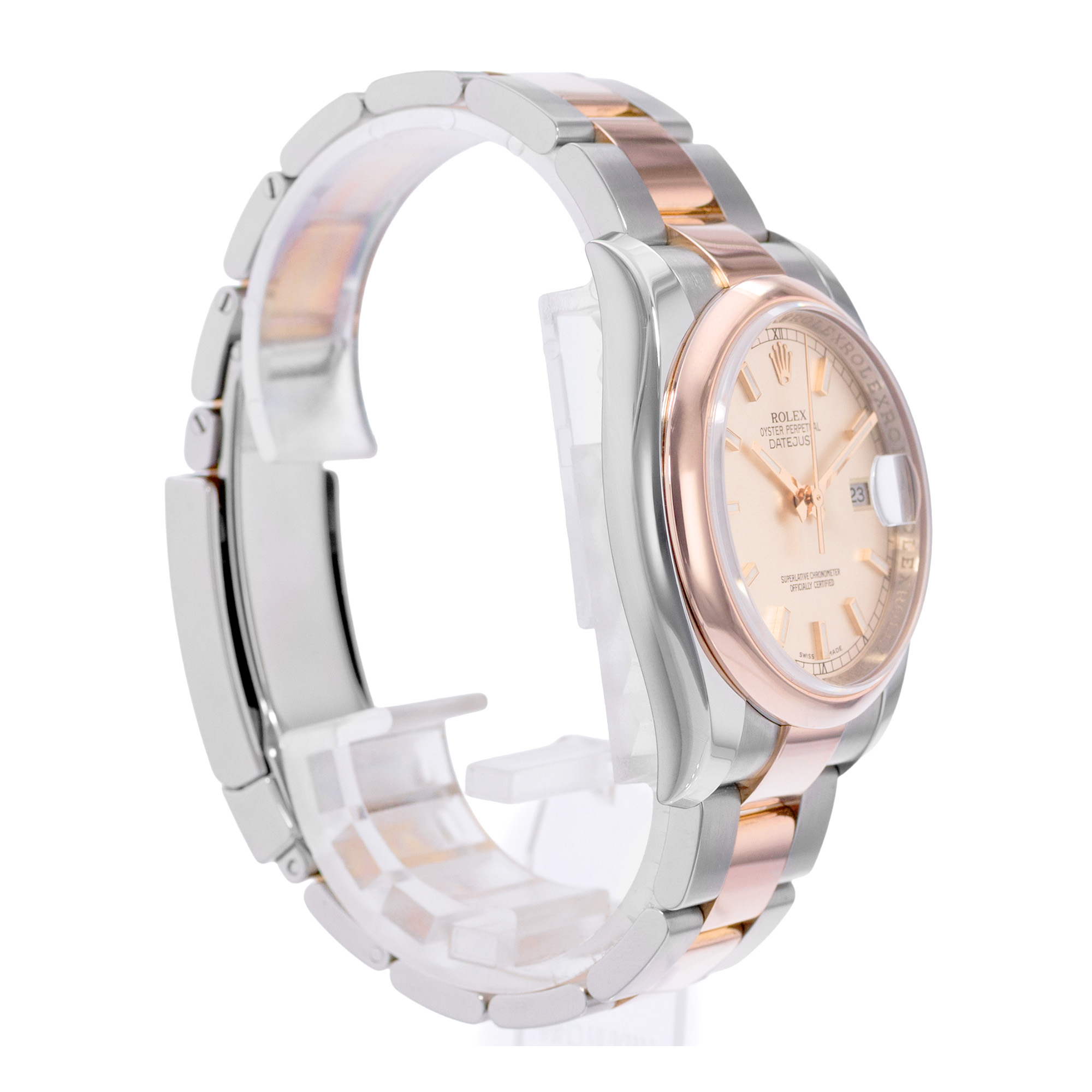 Rolex Datejust 36 116201 Pink Index Dial Steel 18k Rose Gold Mens Watch 2006 thumbnail 5