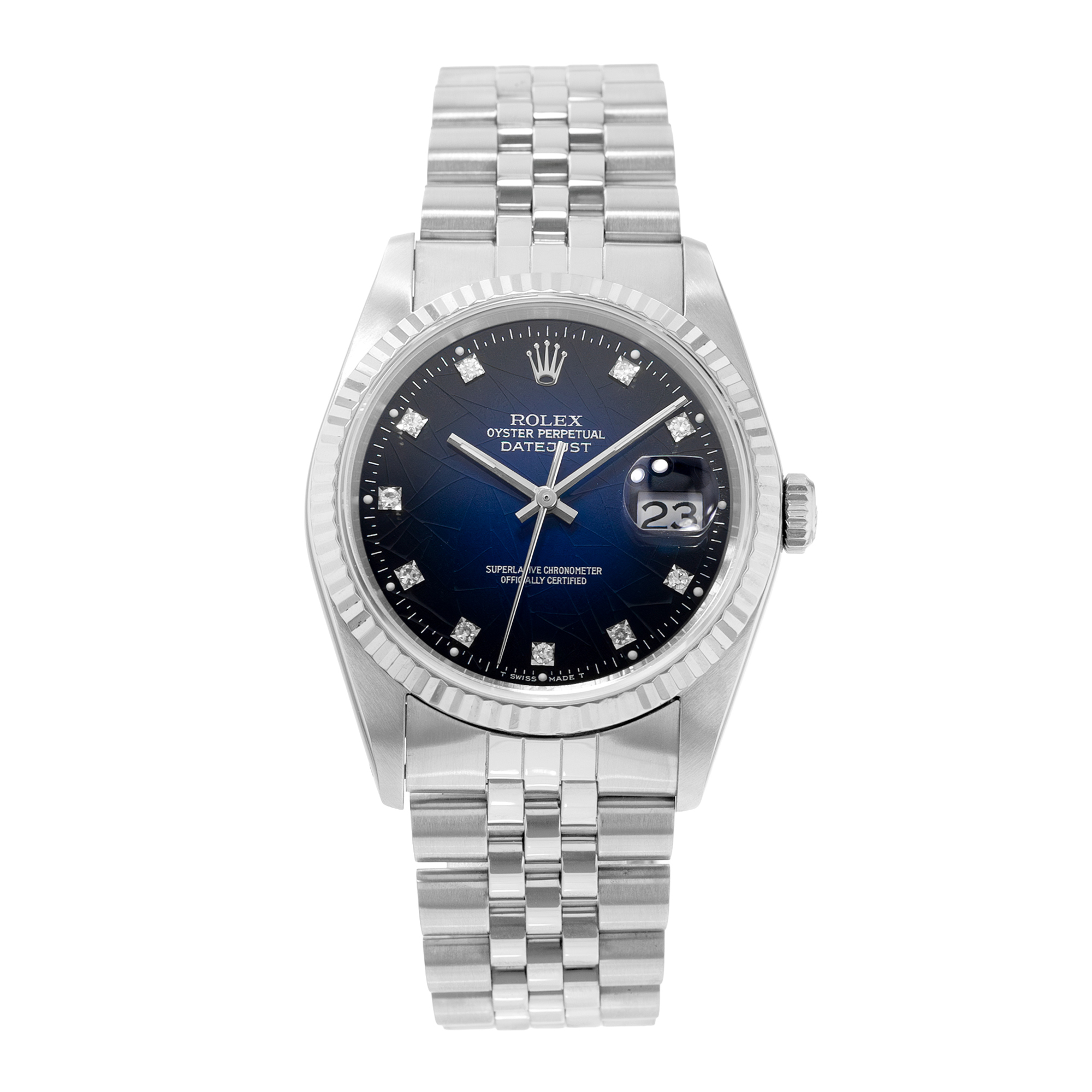Rolex Datejust 36 16234 Blue Spider Vignette Diamond Steel 18k White Gold Watch thumbnail 2