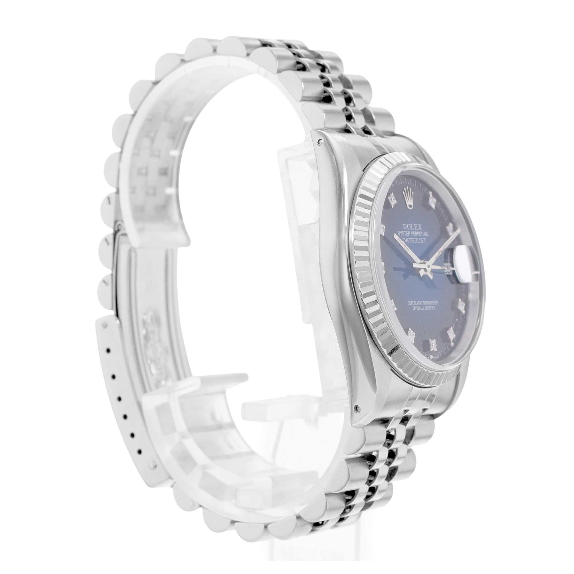 Rolex Datejust 36 16234 Blue Spider Vignette Diamond Steel 18k White Gold Watch thumbnail 5