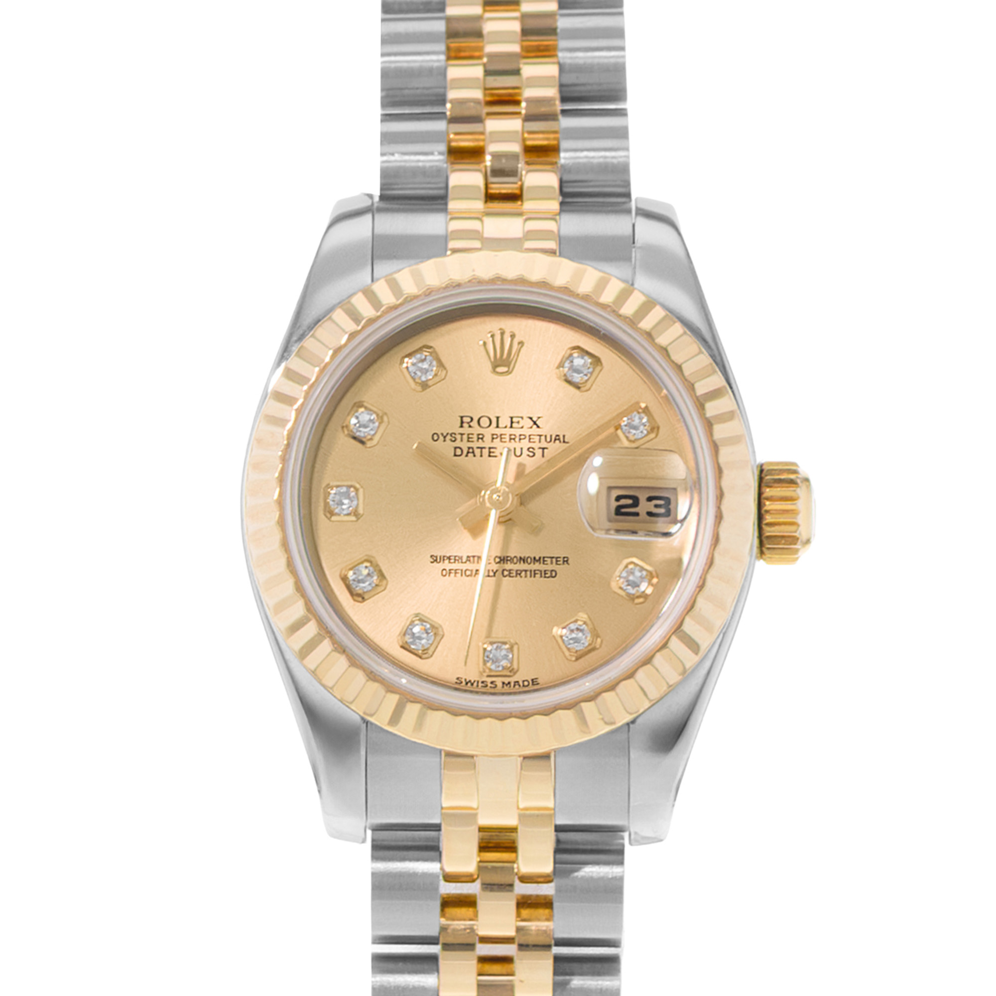 Rolex Datejust 26 179173 Diamond Steel 18k Yellow Gold Ladies Watch Papers 2005 thumbnail 1