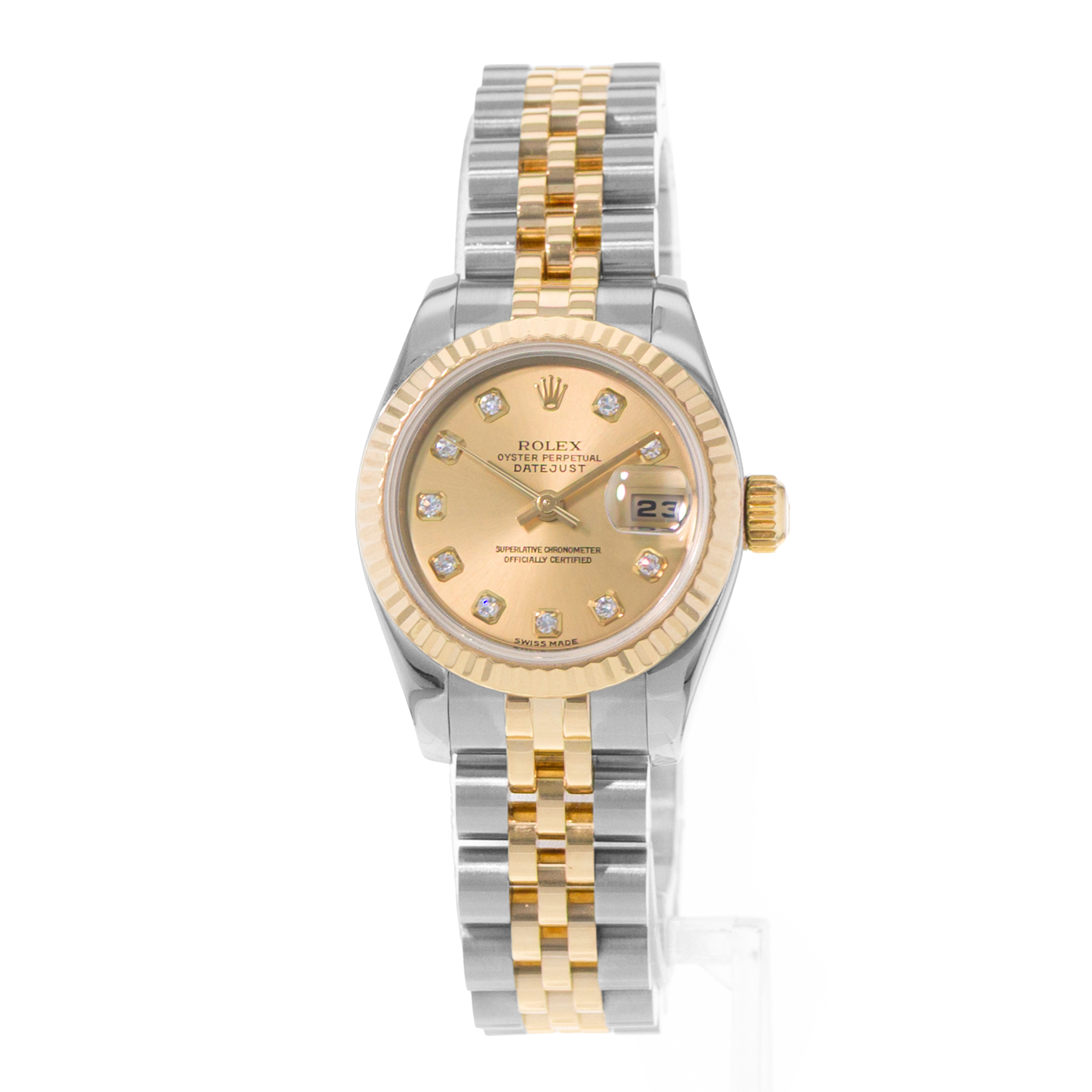 Rolex Datejust 26 179173 Diamond Steel 18k Yellow Gold Ladies Watch Papers 2005 thumbnail 4