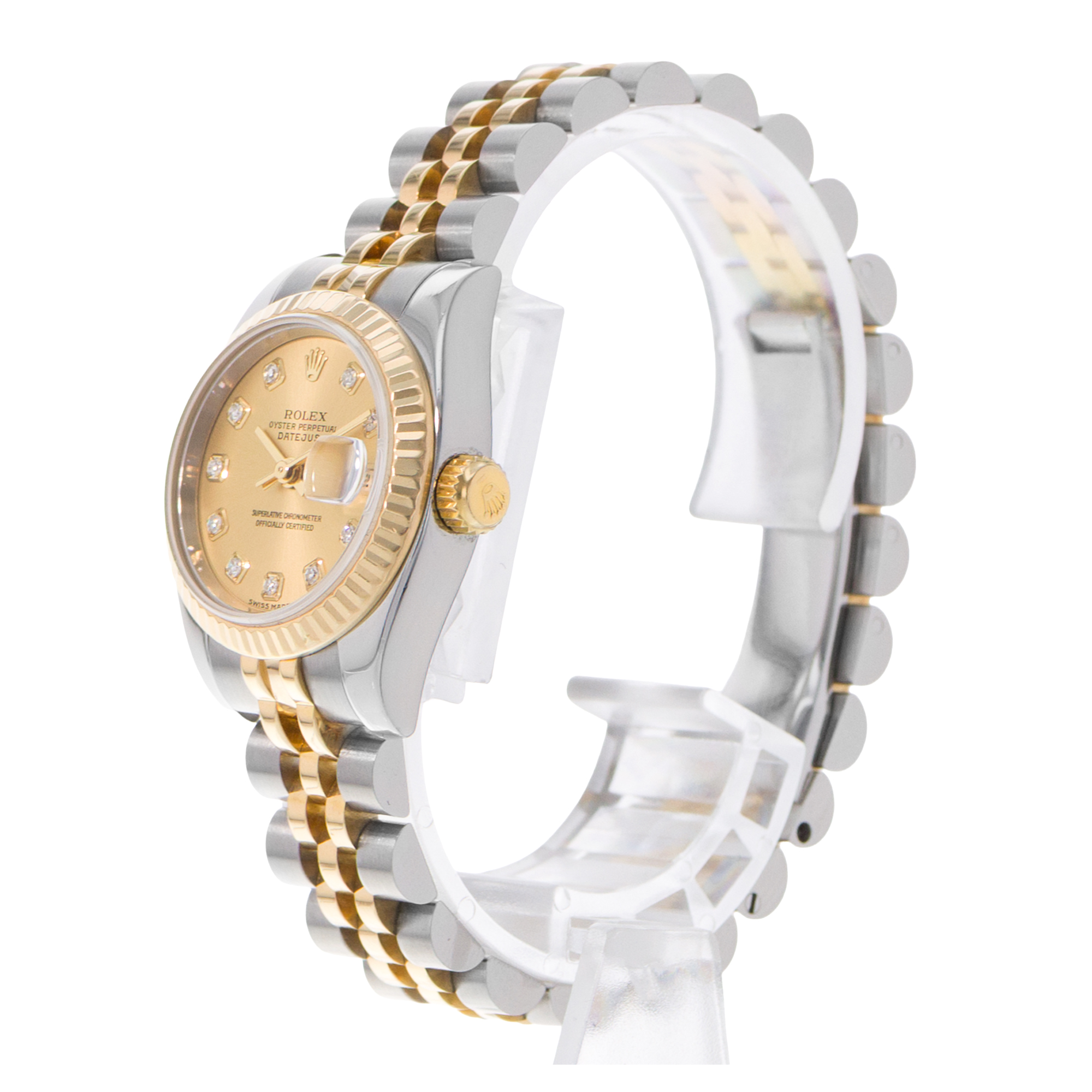 Rolex Datejust 26 179173 Diamond Steel 18k Yellow Gold Ladies Watch Papers 2005 thumbnail 5