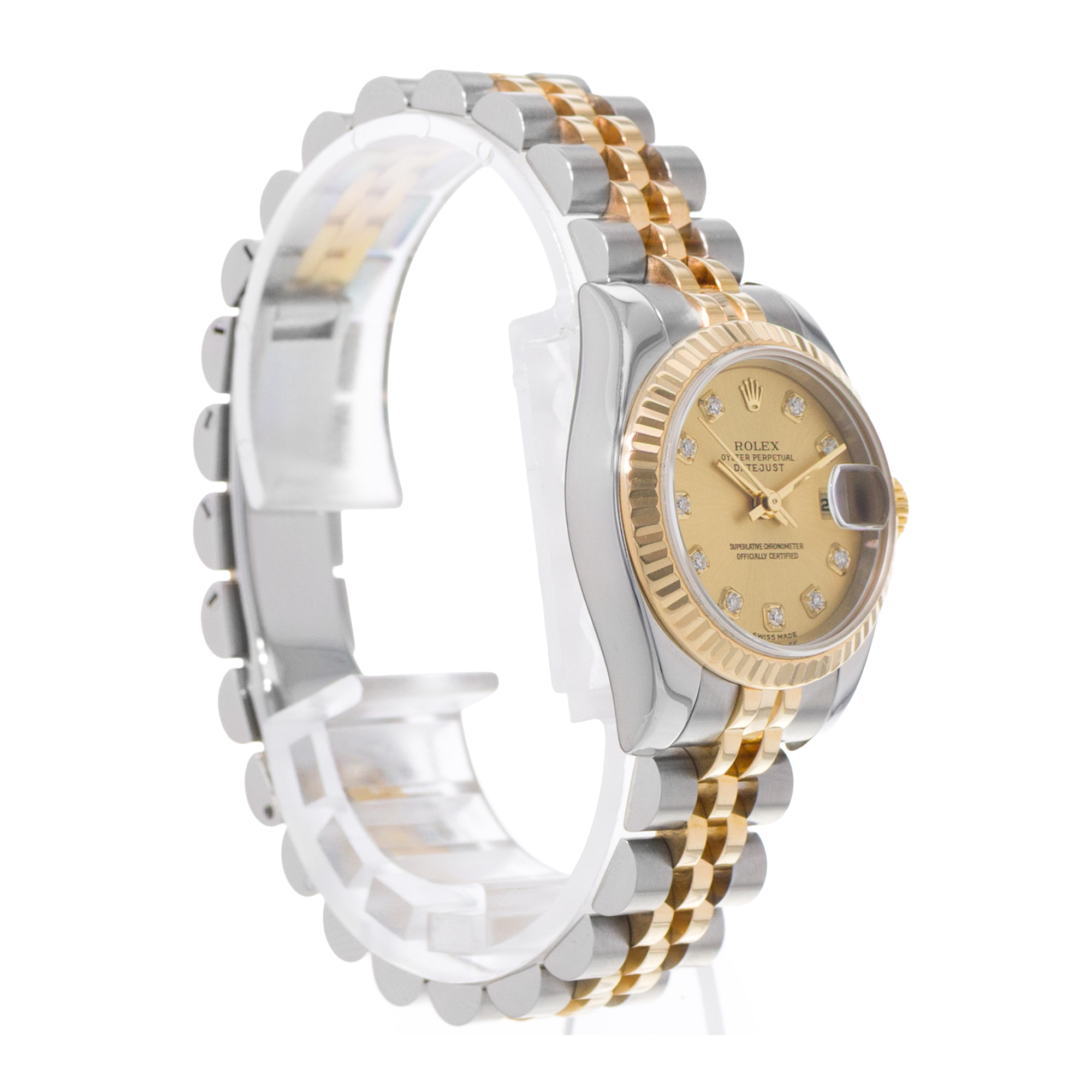Rolex Datejust 26 179173 Diamond Steel 18k Yellow Gold Ladies Watch Papers 2005 thumbnail 6