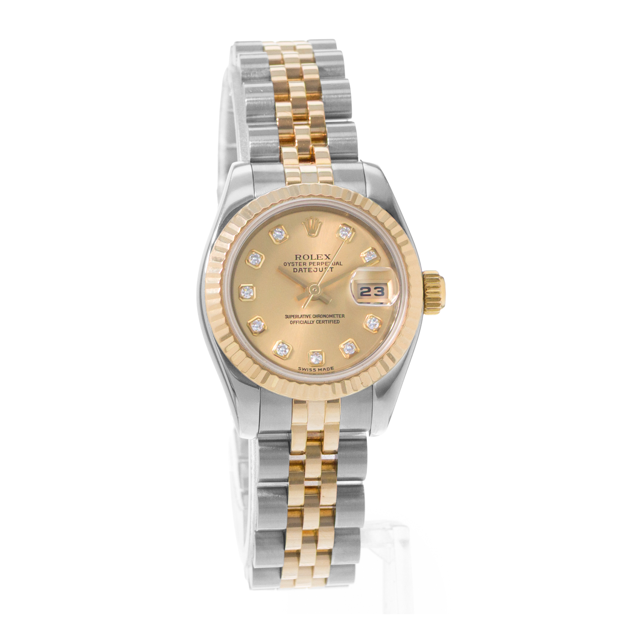 Rolex Datejust 26 179173 Diamond Steel 18k Yellow Gold Ladies Watch Papers 2005 thumbnail 7