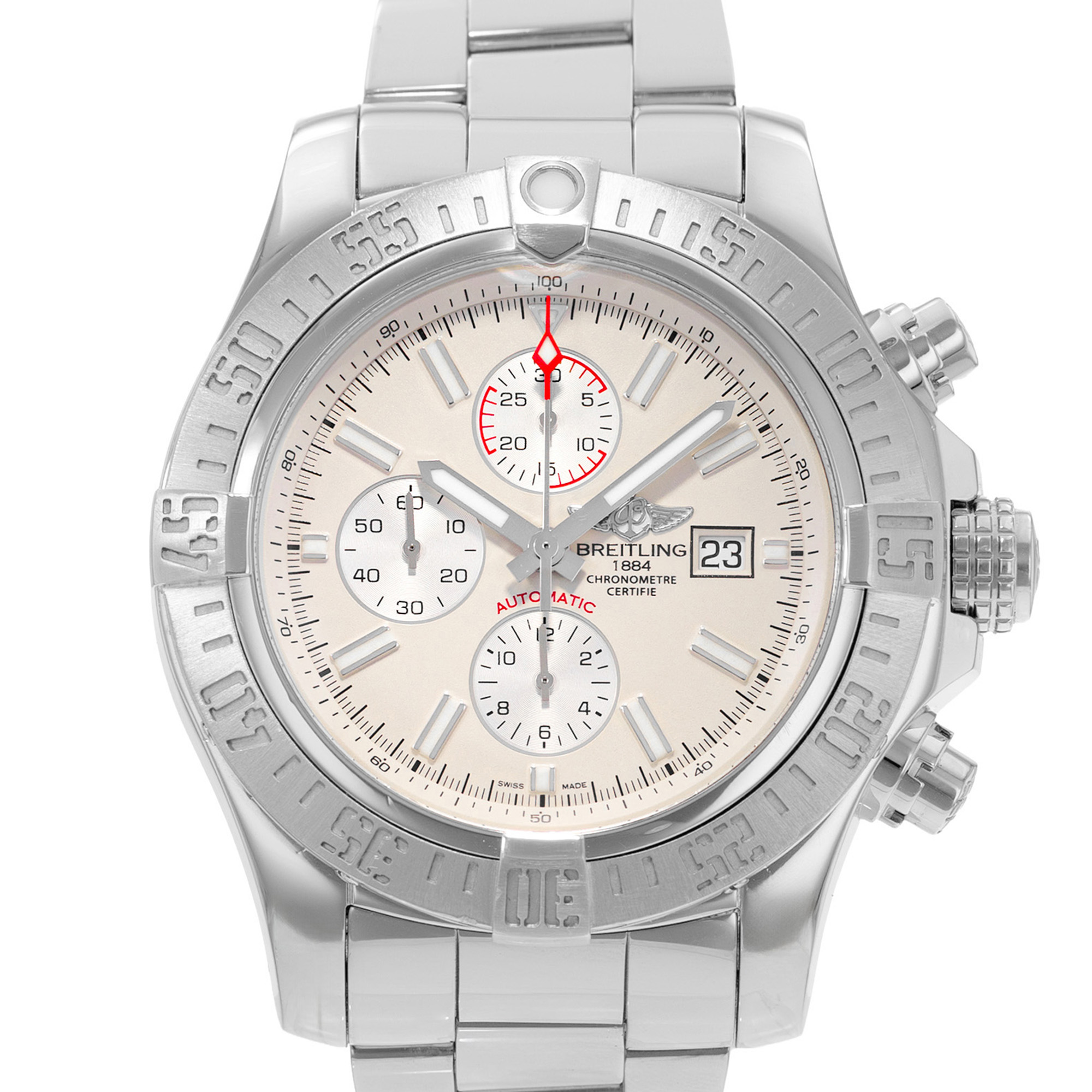 Breitling Super Avenger II A13371 48mm Silver Dial Steel Mens Watch Box 2016 thumbnail 1