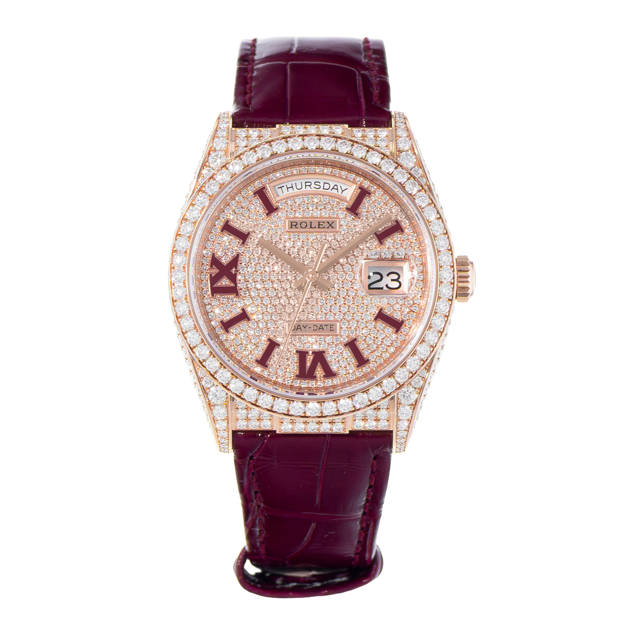 Rolex Day-Date 36 128155RBR Factory Pave Diamond 18K Rose Gold Card 2025 thumbnail 2