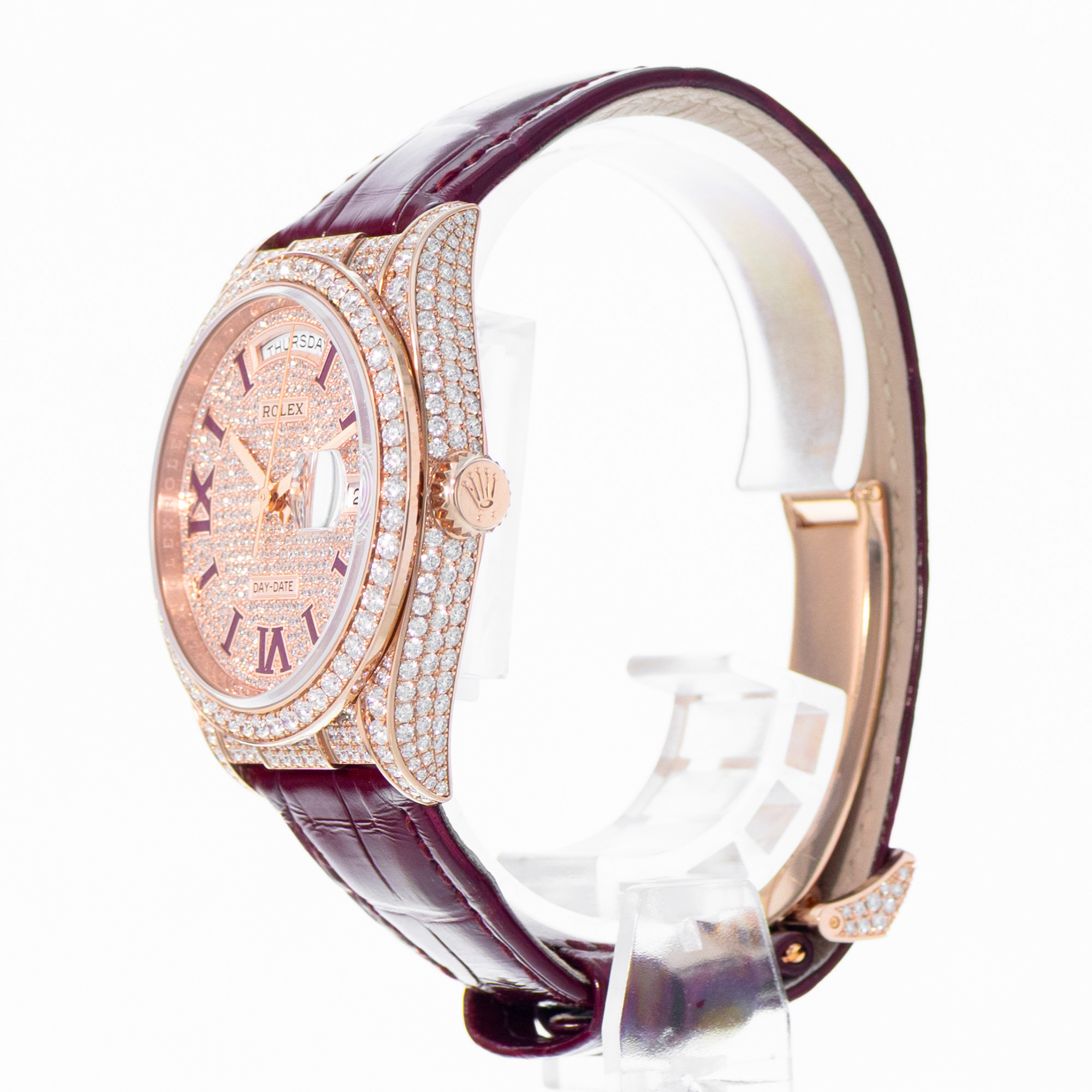 Rolex Day-Date 36 128155RBR Factory Pave Diamond 18K Rose Gold Card 2025 thumbnail 5