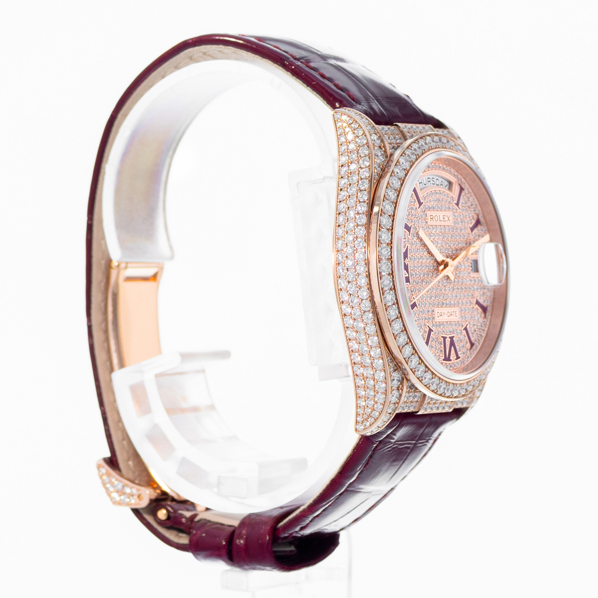 Rolex Day-Date 36 128155RBR Factory Pave Diamond 18K Rose Gold Card 2025 thumbnail 6