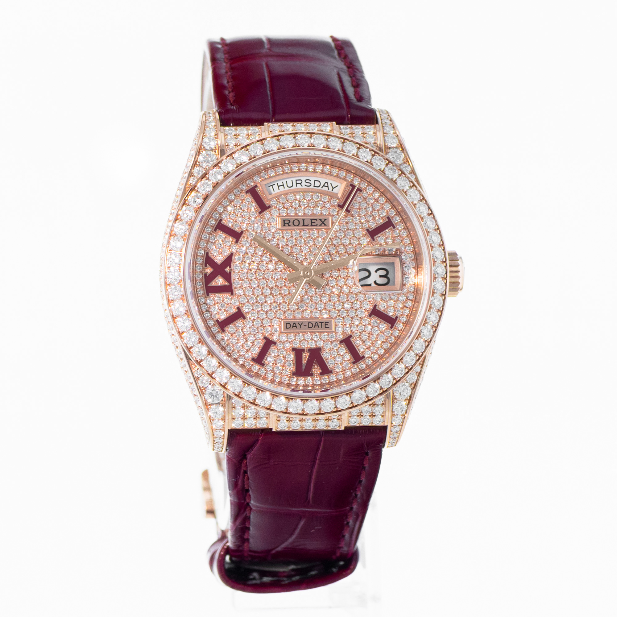 Rolex Day-Date 36 128155RBR Factory Pave Diamond 18K Rose Gold Card 2025 thumbnail 7