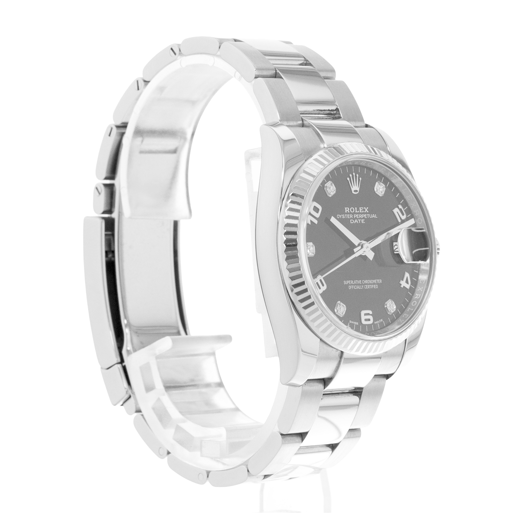 Rolex Oyster Perpetual Date 34 115234 Diamond Steel 18k White Gold Mens Watch thumbnail 5