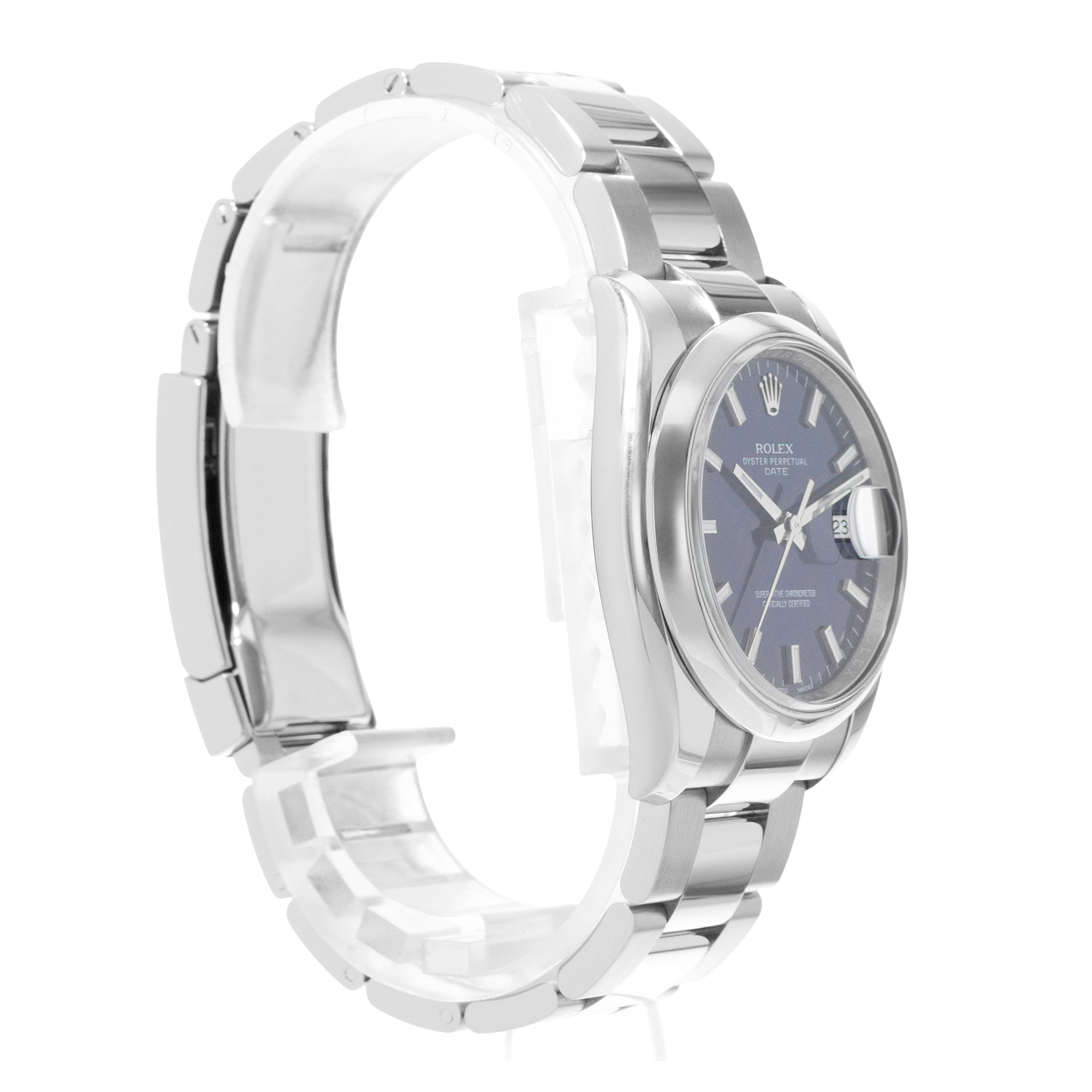 Rolex Oyster Perpetual 34 115200 Blue Index Dial Steel Mens Watch Card 2019 thumbnail 6