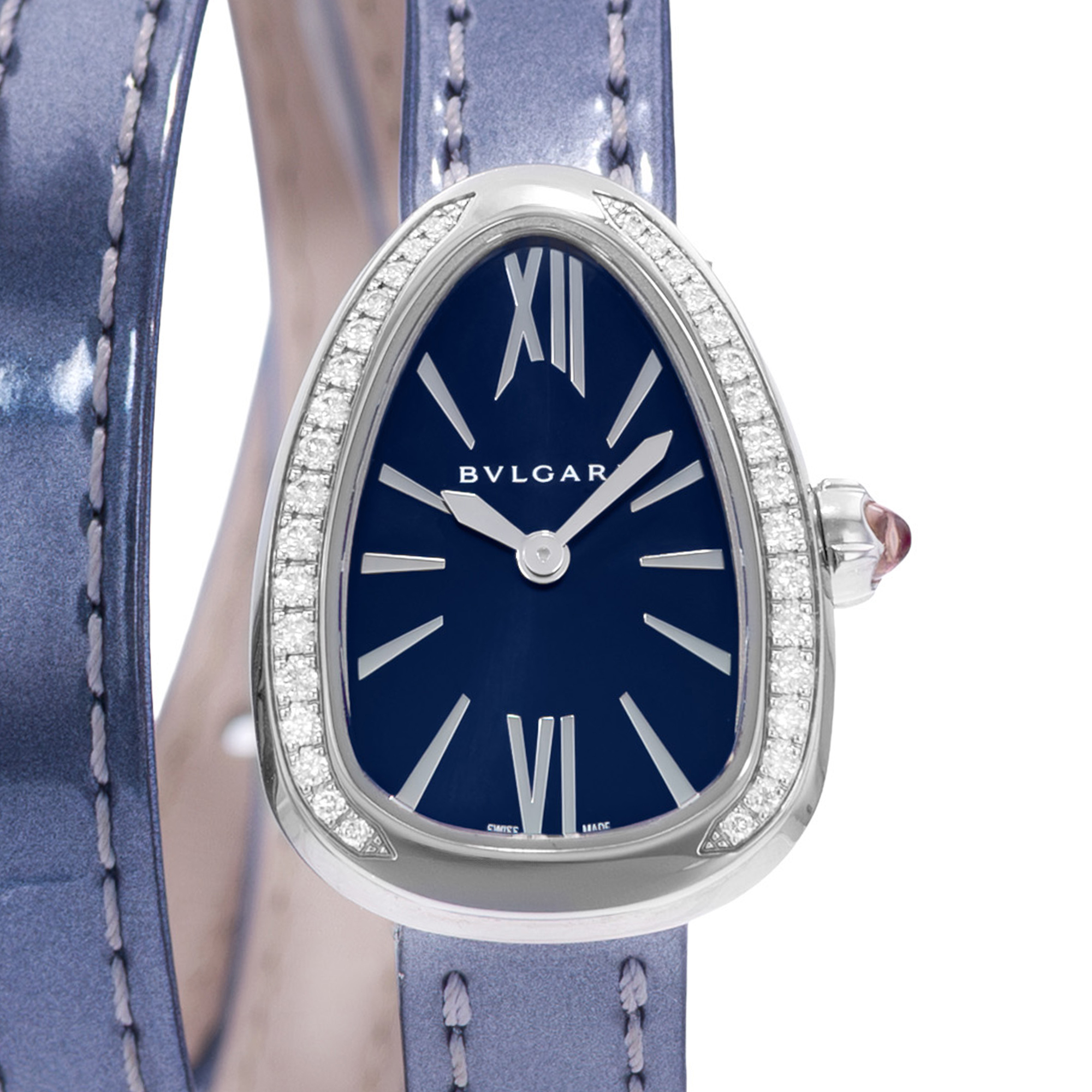 Bulgari Serpenti 102967 27mm Blue Diamond Steel Ladies Watch Pouch Papers 2023 thumbnail 1