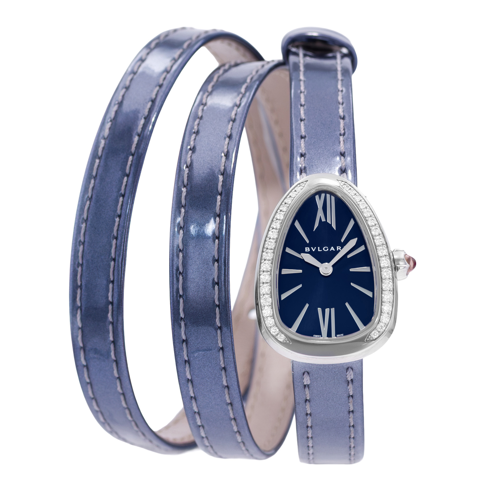 Bulgari Serpenti 102967 27mm Blue Diamond Steel Ladies Watch Pouch Papers 2023 thumbnail 2